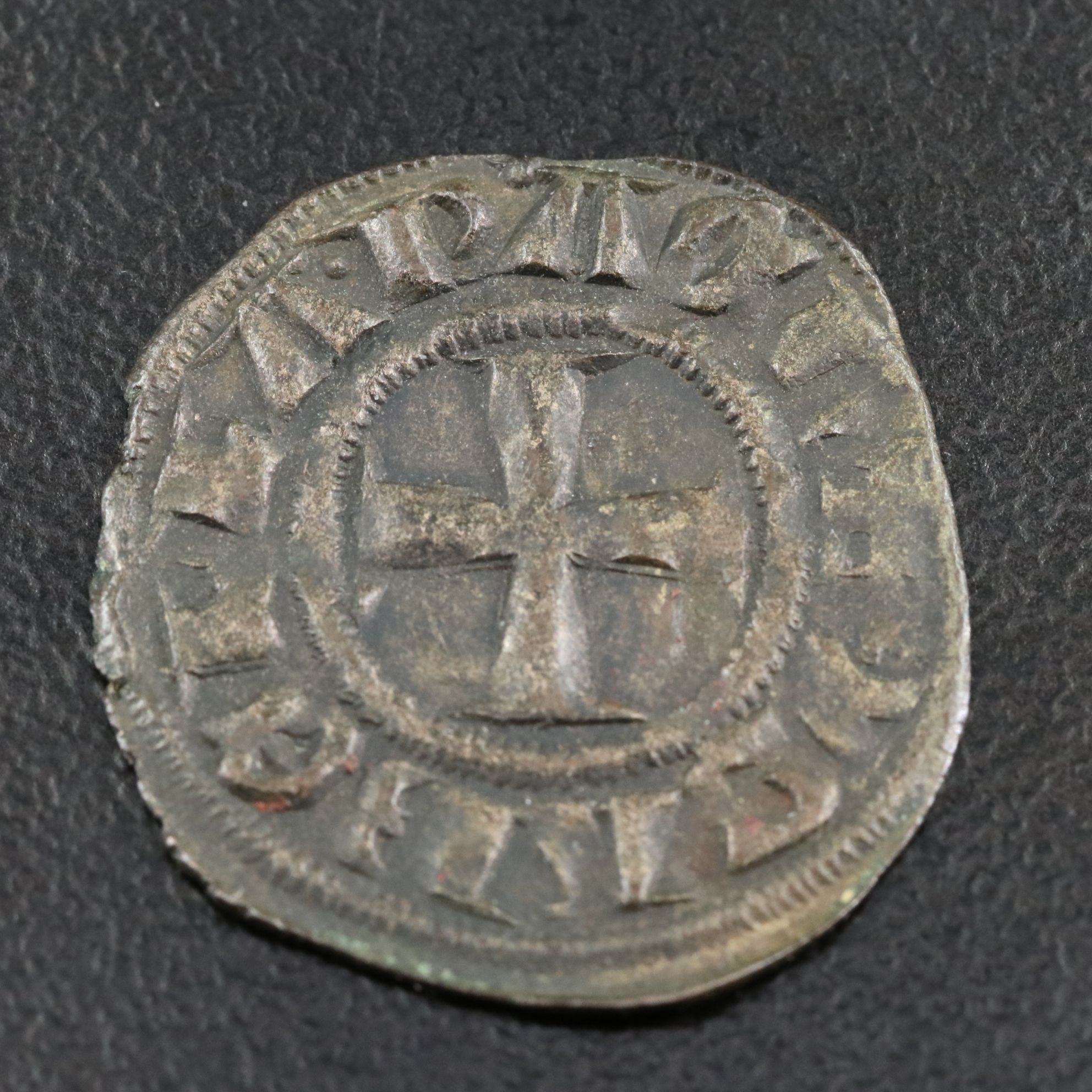 Crusader States Billon Denier Coin of Isabelle de Villehardouin, ca. 1297