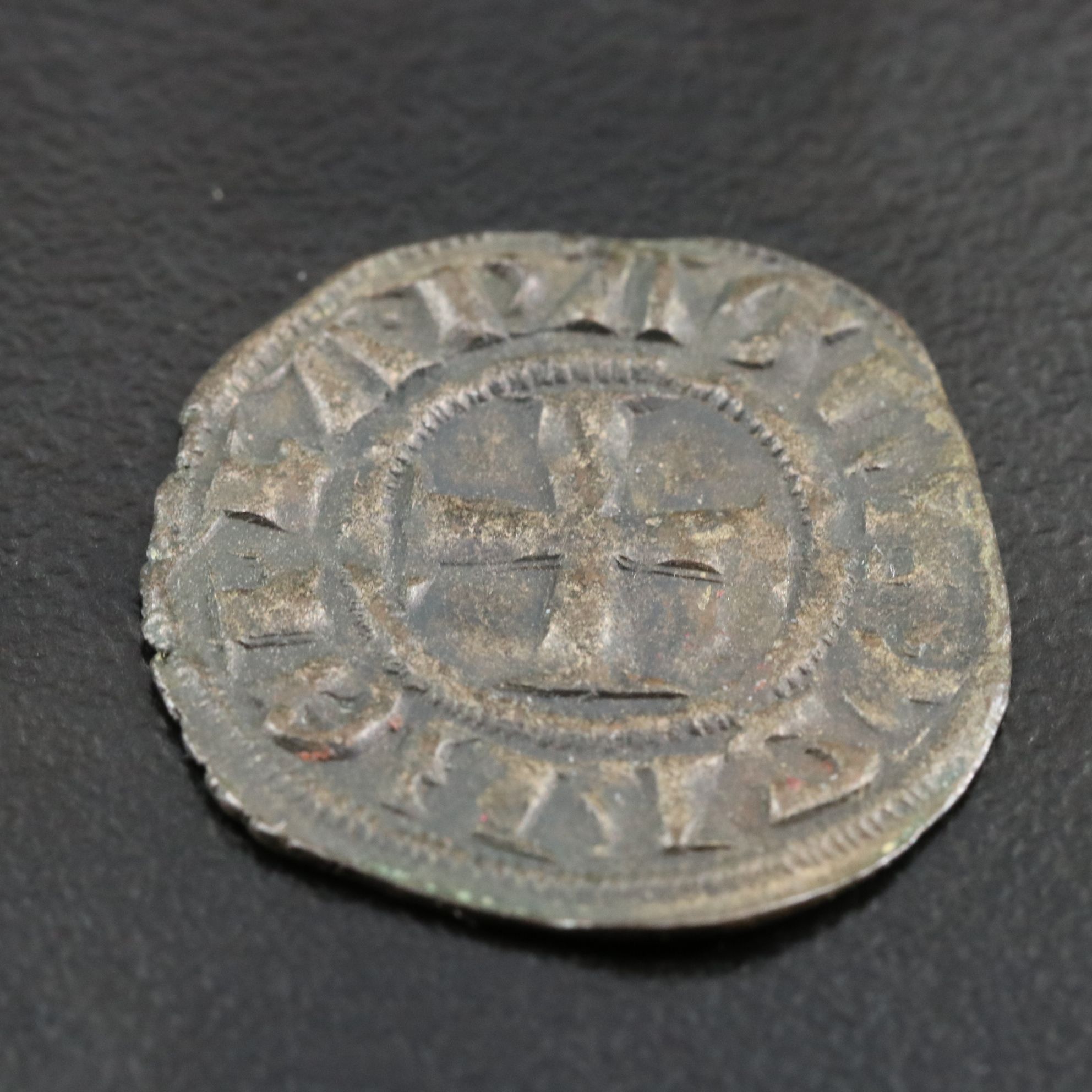 Crusader States Billon Denier Coin of Isabelle de Villehardouin, ca. 1297