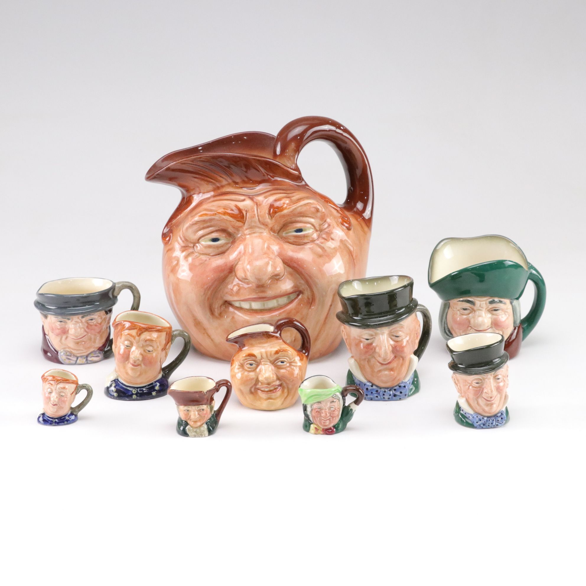Royal Doulton "John Barleycorn" Toby Jug & Other Mini Mugs