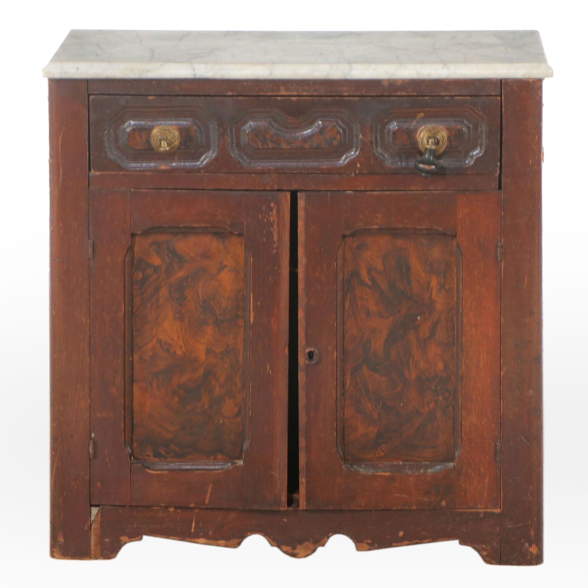 Antique Victorian Mahogany Washstand with Marble Top