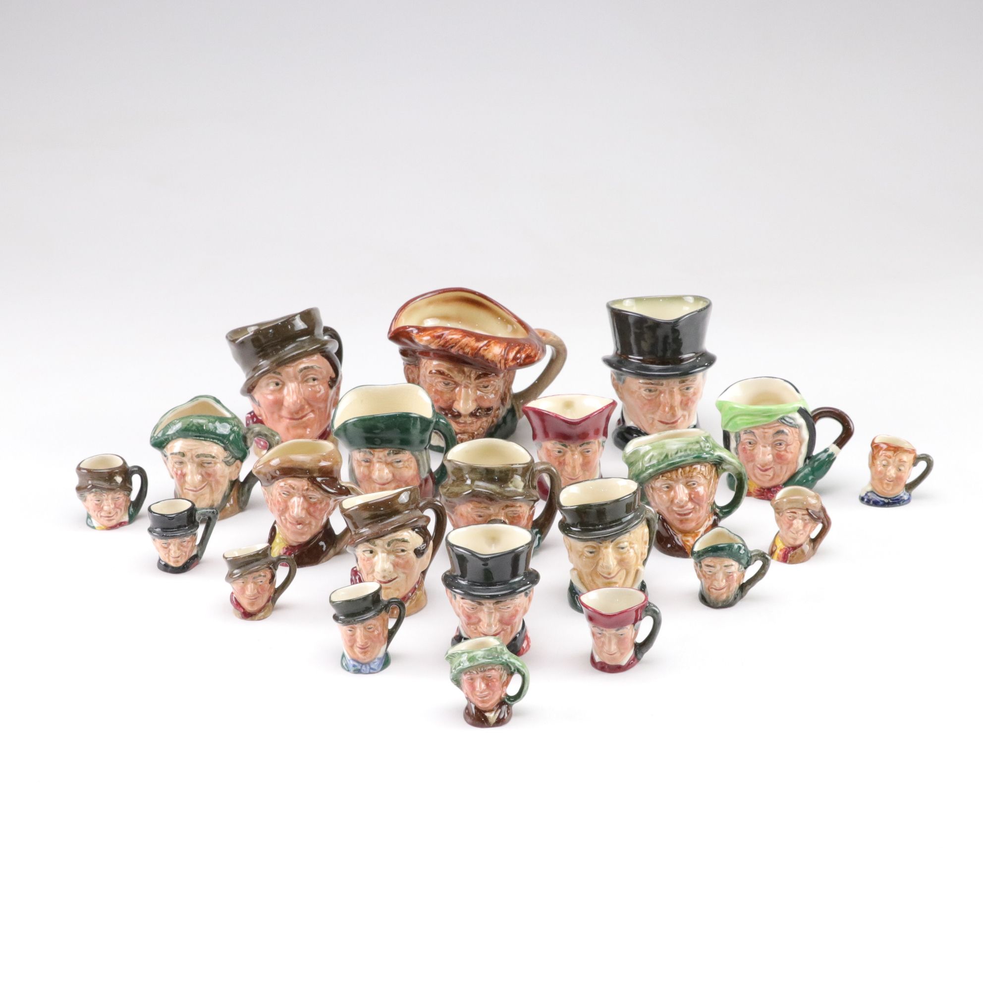 Royal Doulton Toby Jugs "John Peel," "Drake" and More Mugs in Various Sizes