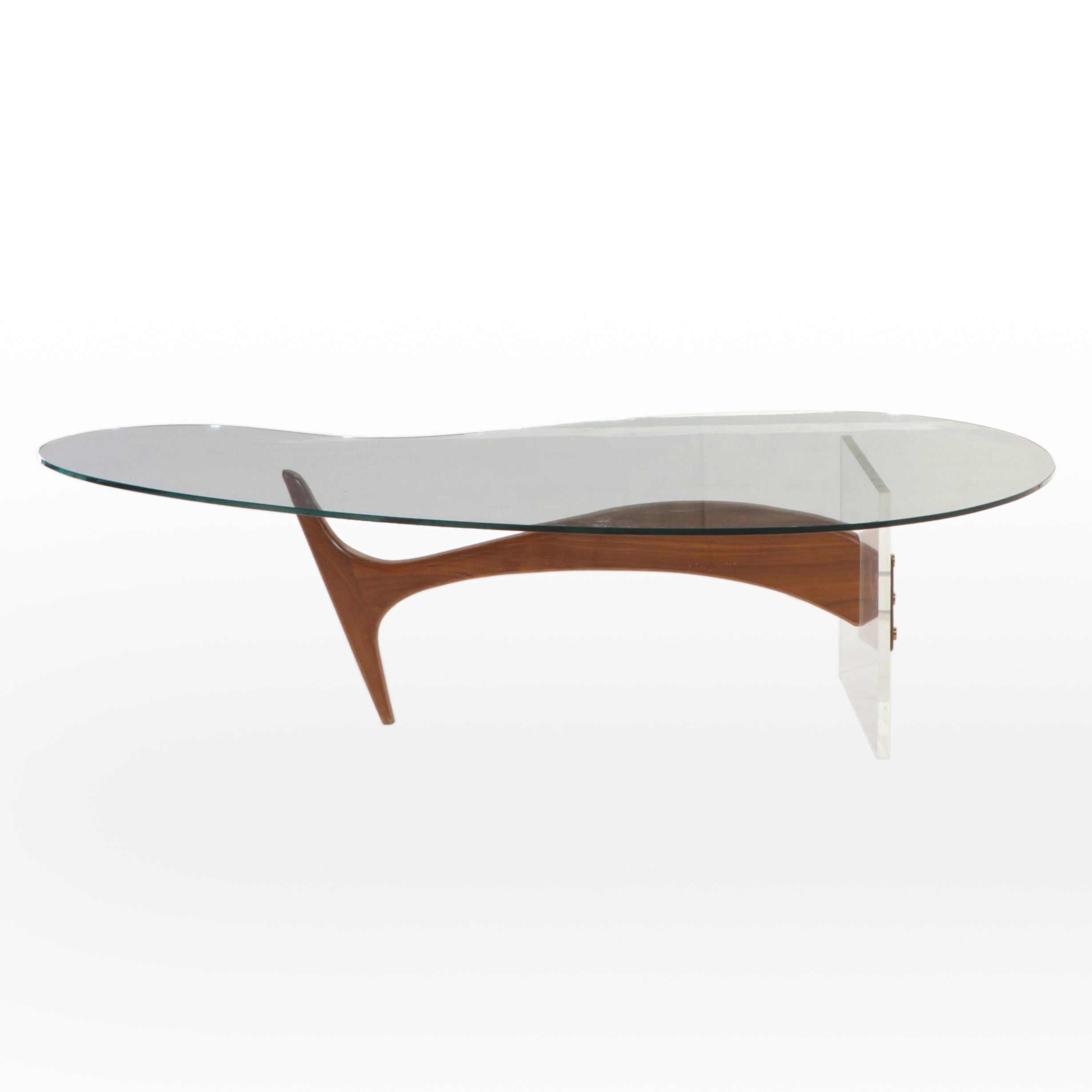 Mid Century Vladimir Kagan Style Coffee Table with Glass Top