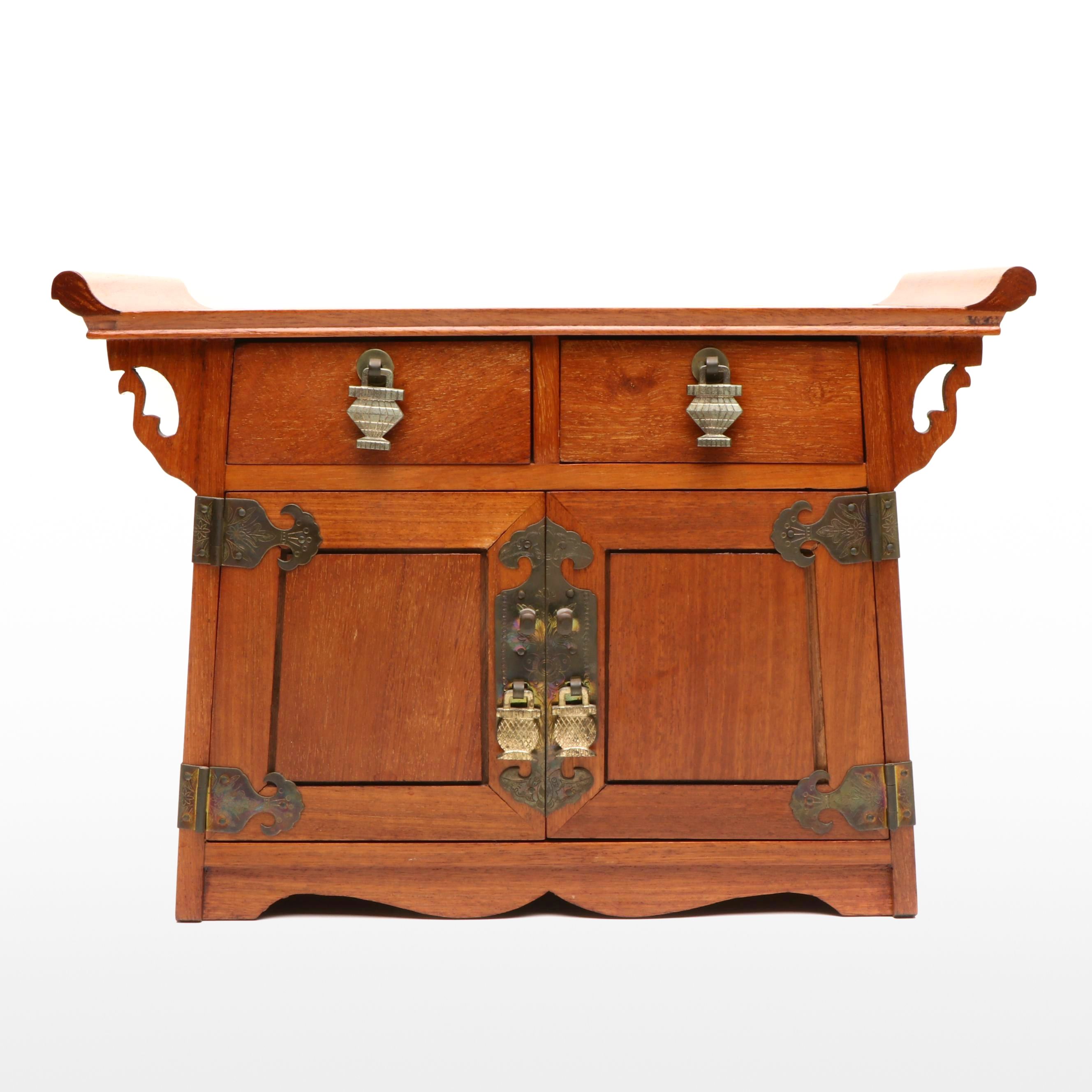 Korean Tansu Wooden Chest with Dutch Style Brass Candle Holder