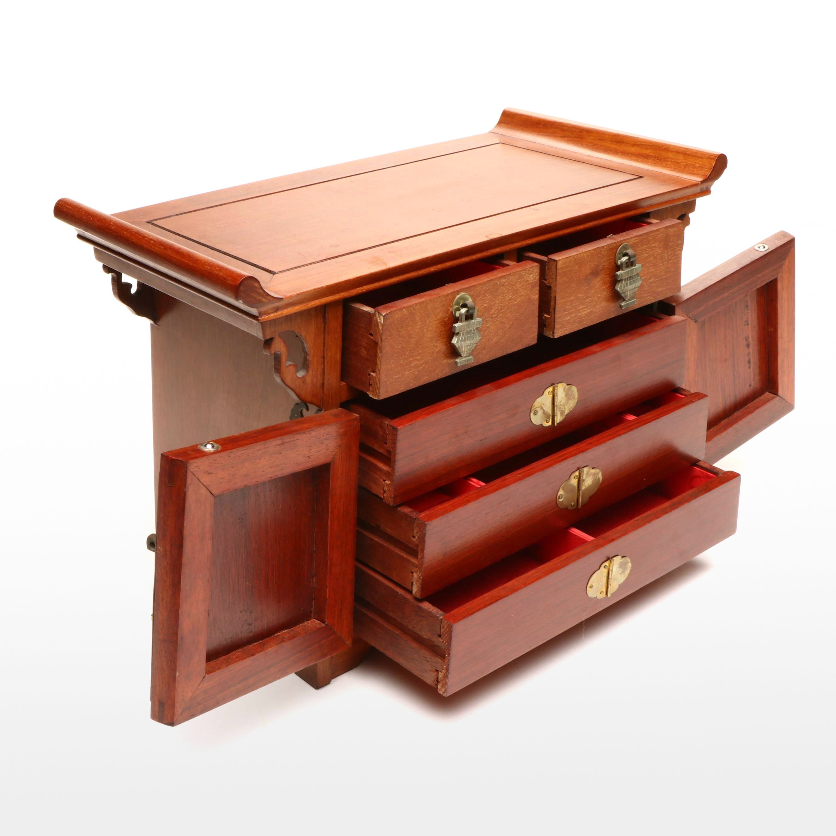 Korean Tansu Wooden Chest with Dutch Style Brass Candle Holder