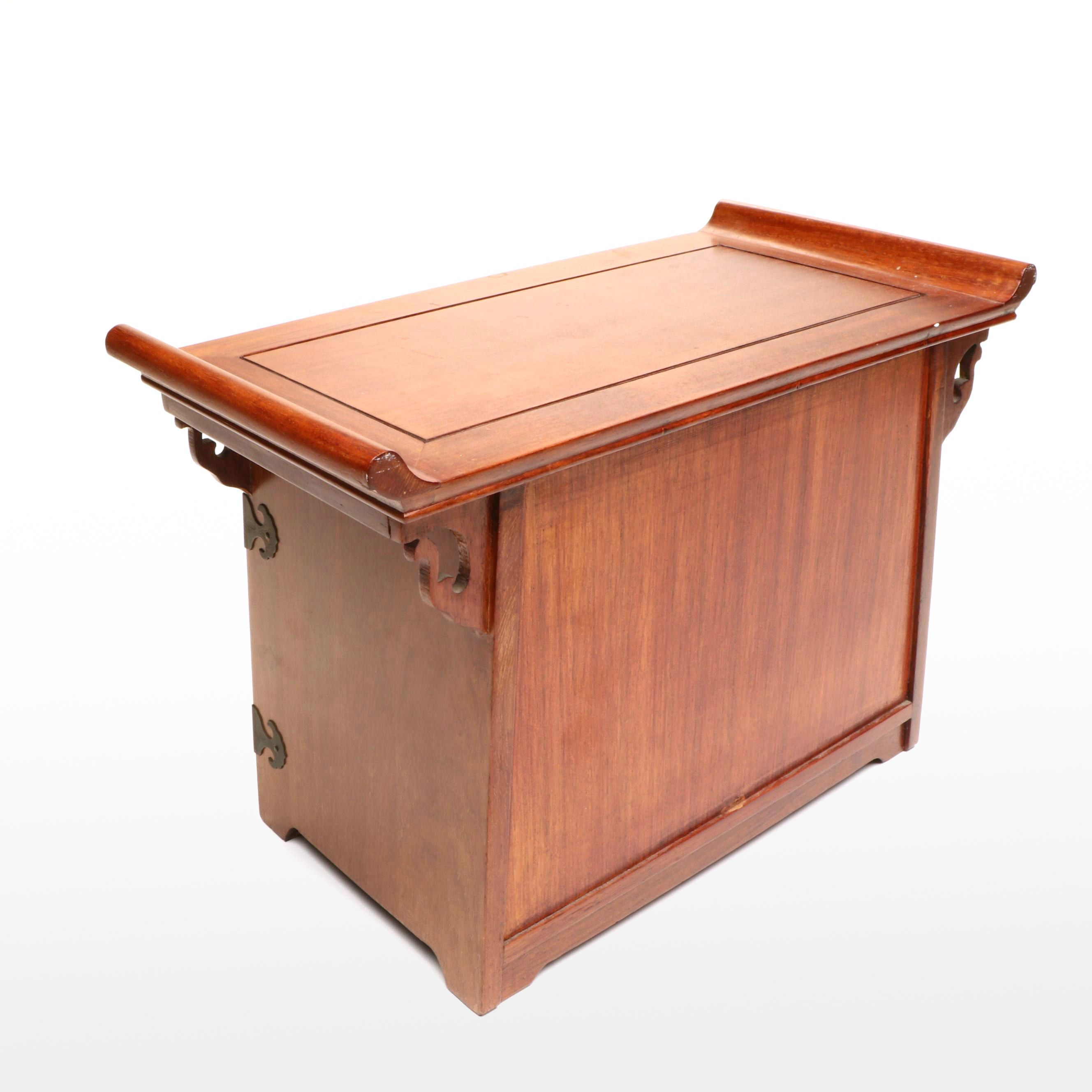 Korean Tansu Wooden Chest with Dutch Style Brass Candle Holder