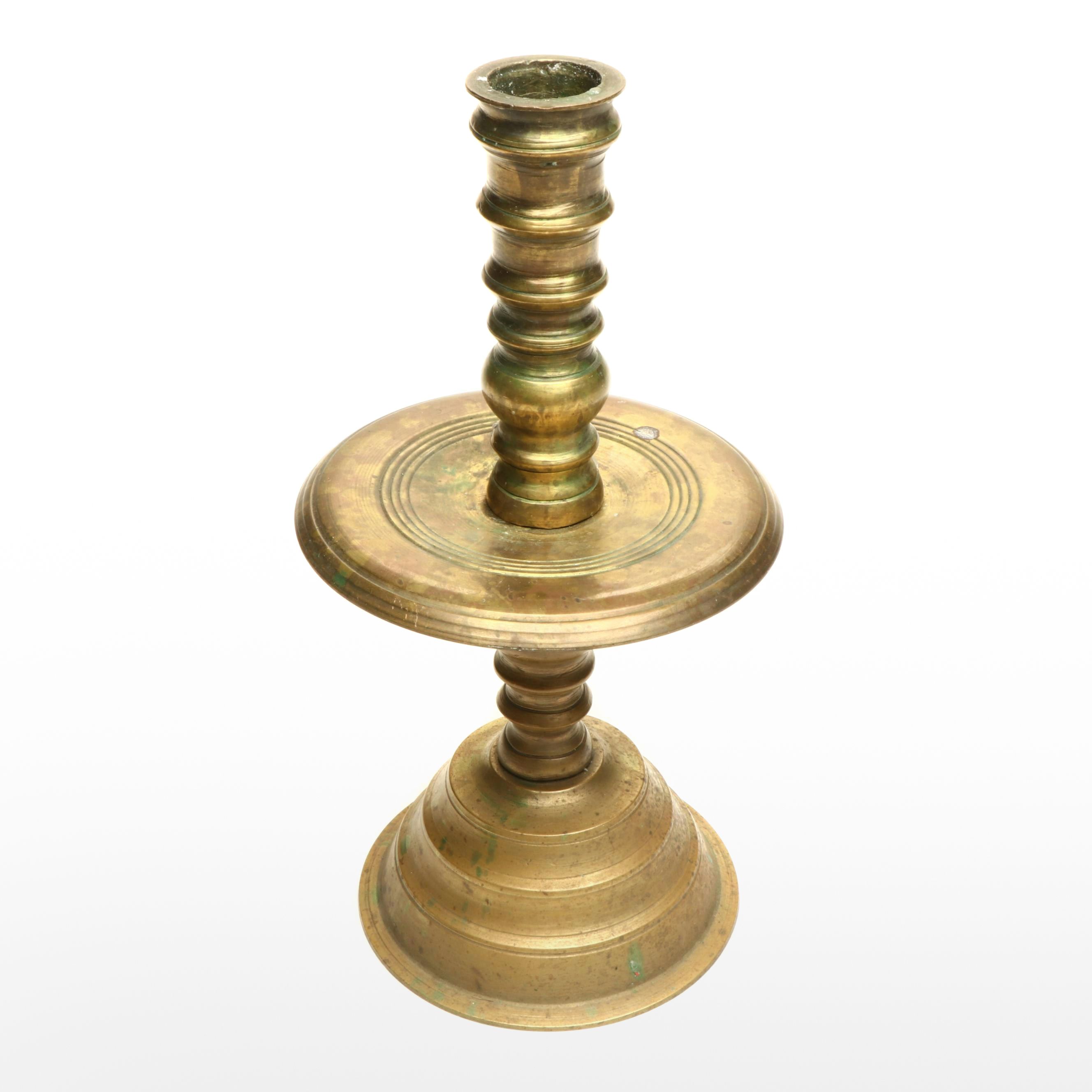 Korean Tansu Wooden Chest with Dutch Style Brass Candle Holder