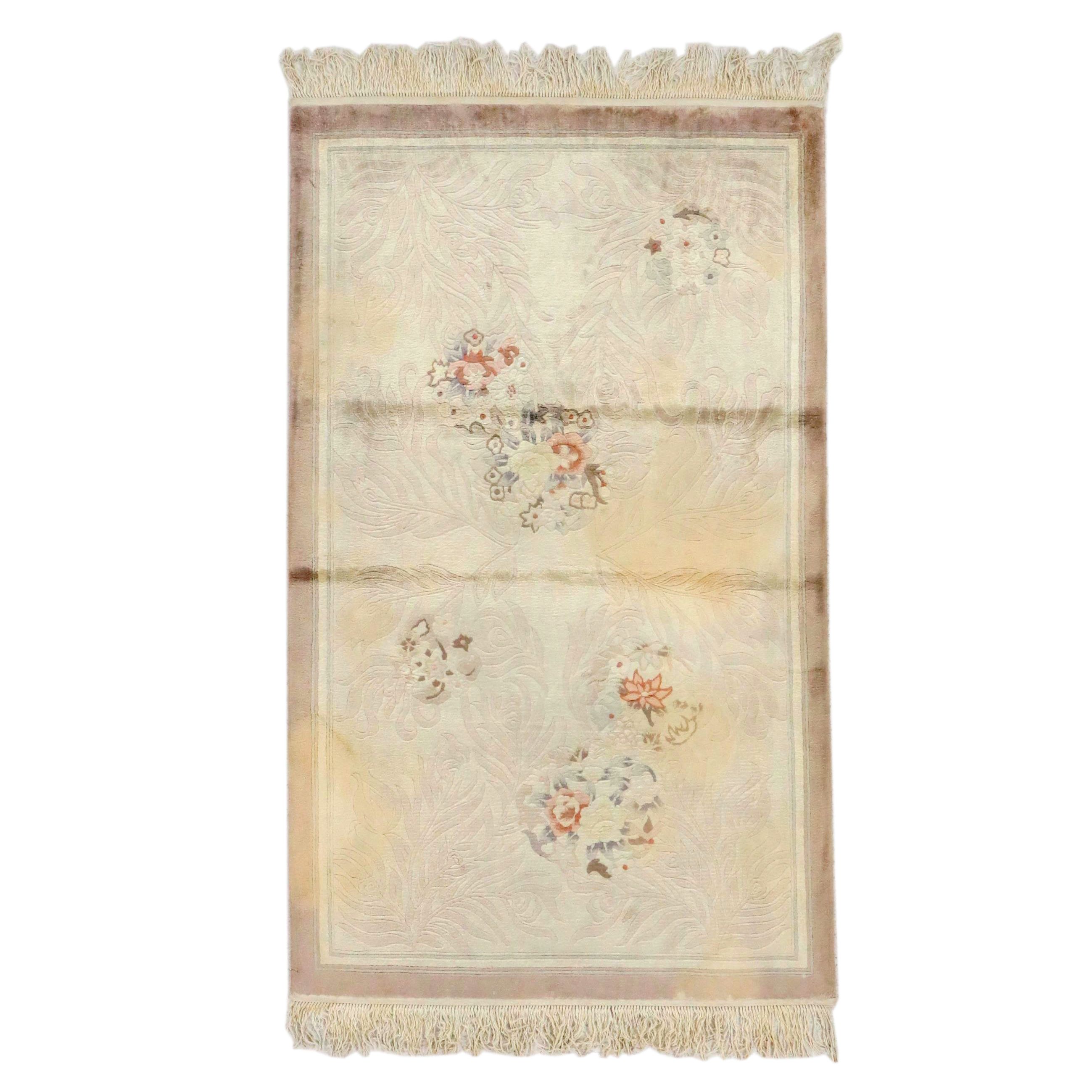 3' x 5'7 Hand-Knotted Carved Chinese Accent Rug