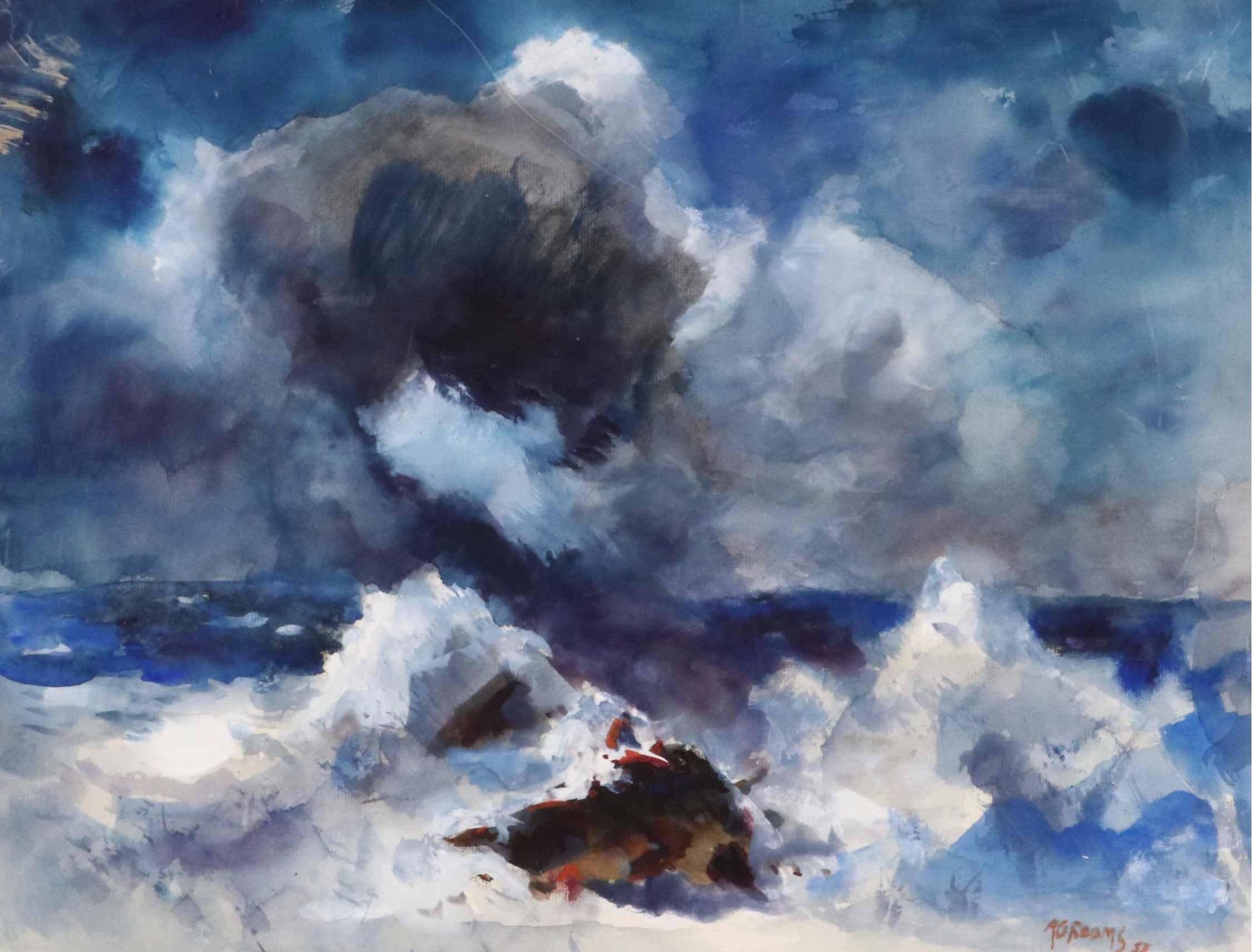 Reginald Grooms Watercolor Painting of Rocky Landscape, 1953