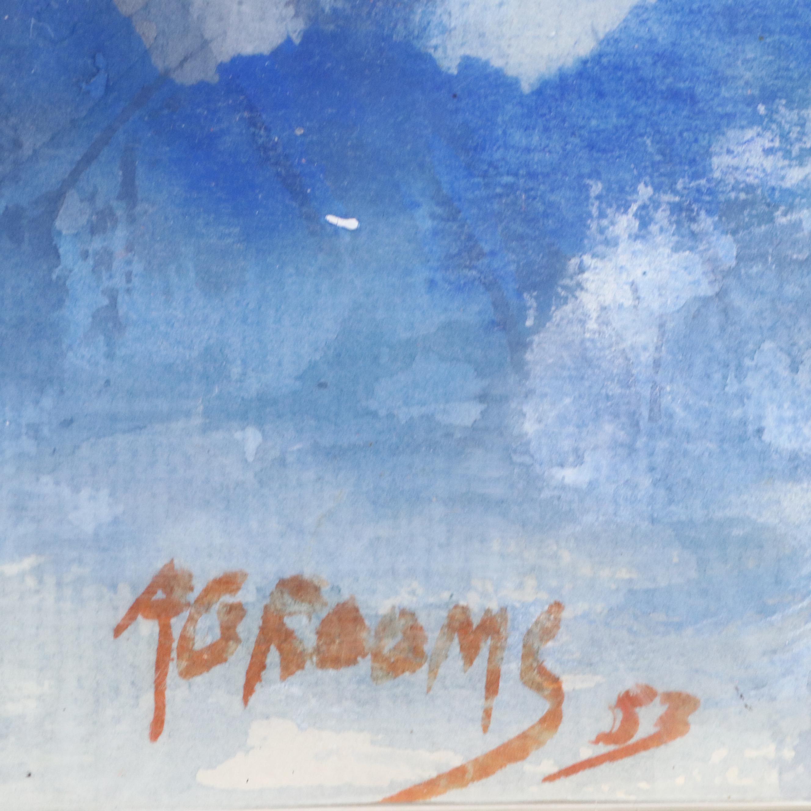 Reginald Grooms Watercolor Painting of Rocky Landscape, 1953