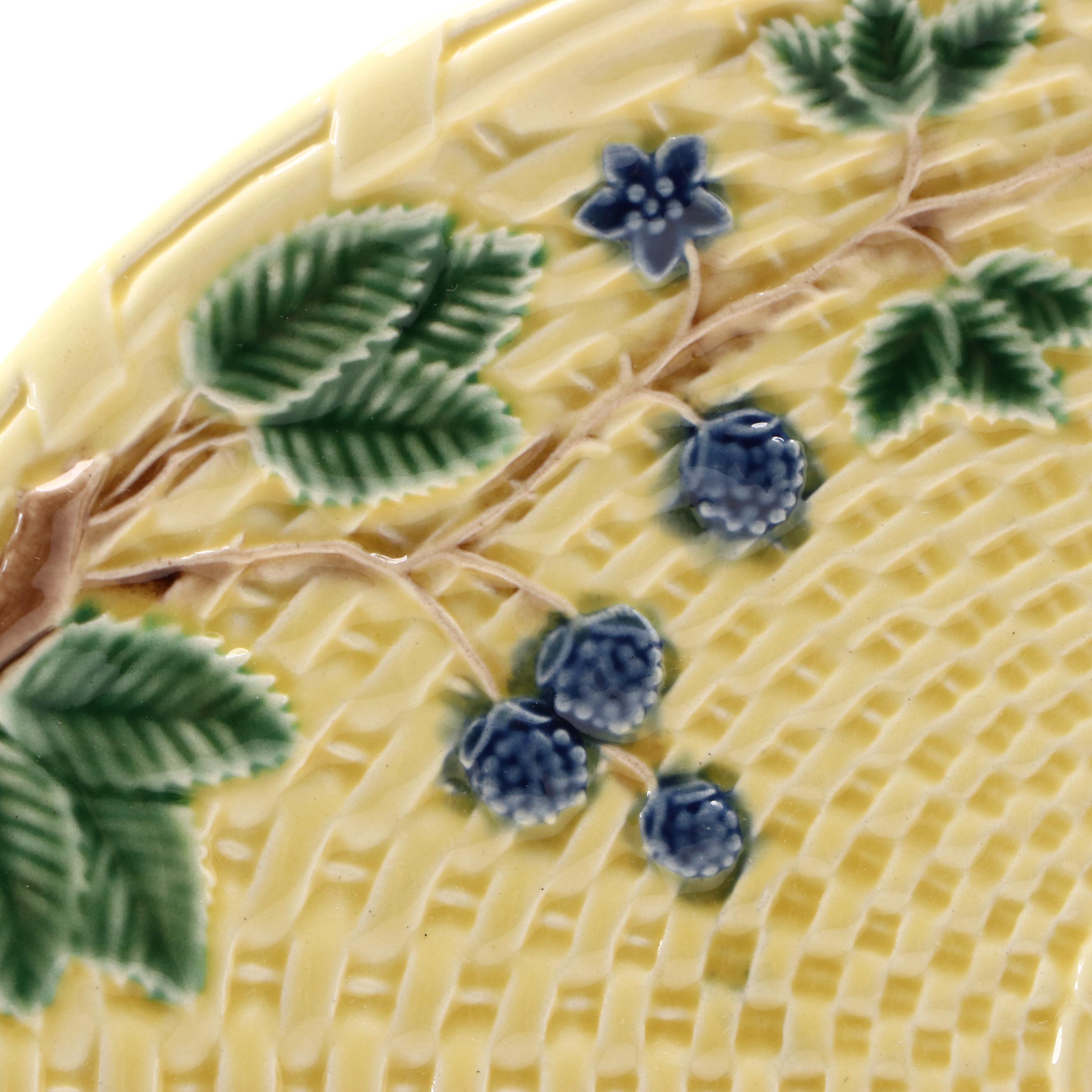 Tiffany & Co. "Blackberries" Portuguese Majolica Handled Serving Tray