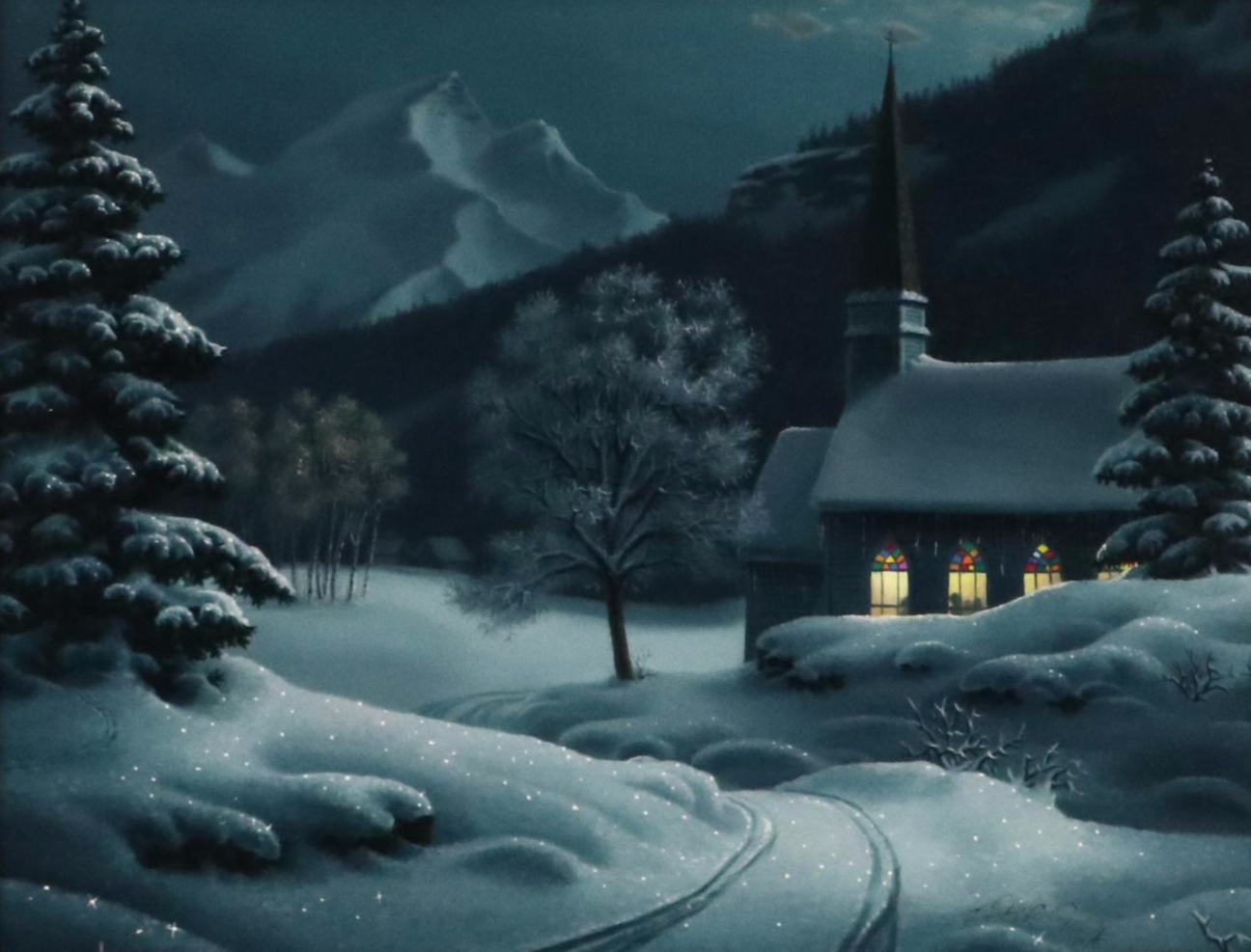 Mark Keathley Winter Landscape Oil Painting, 1987