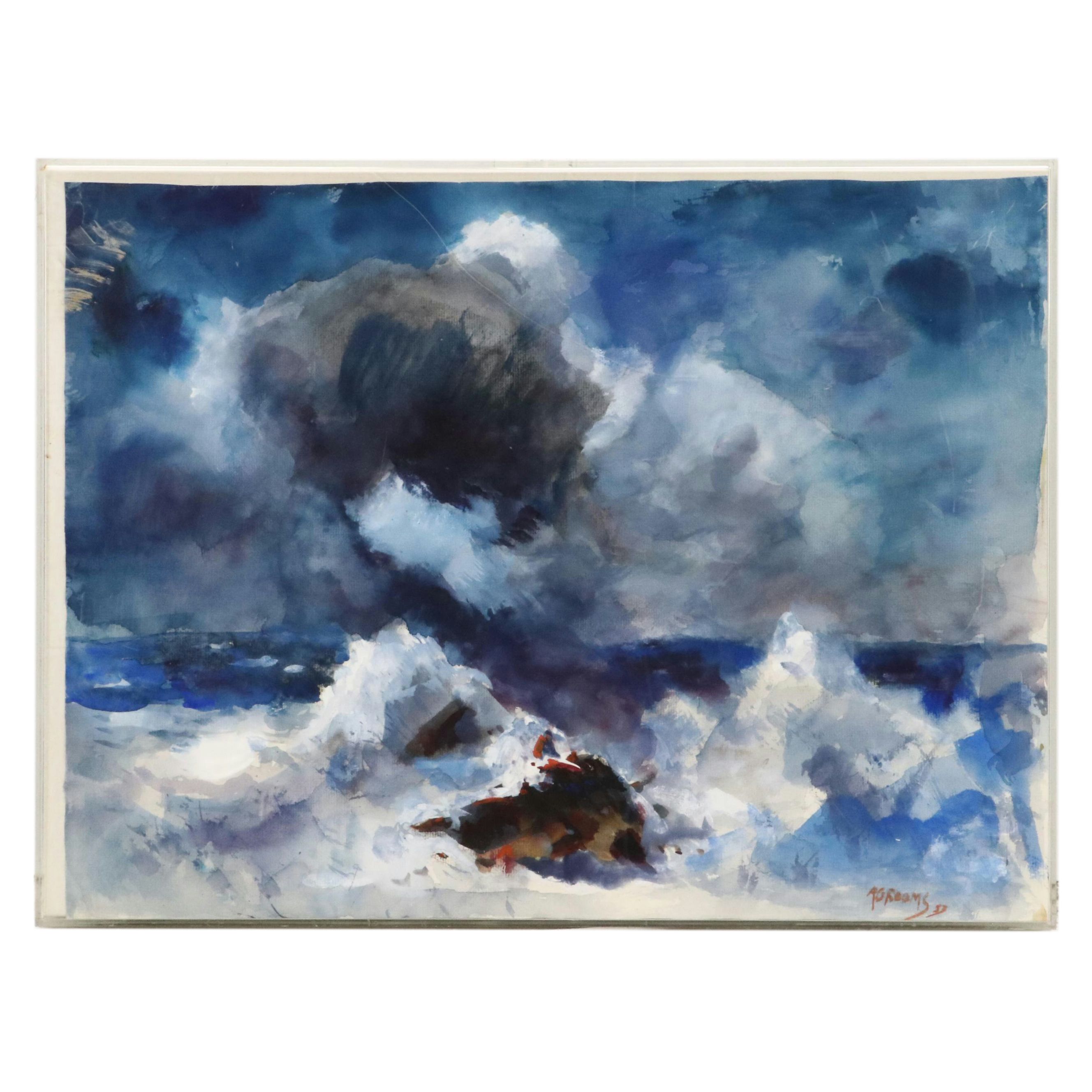 Reginald Grooms Watercolor Painting of Rocky Landscape, 1953