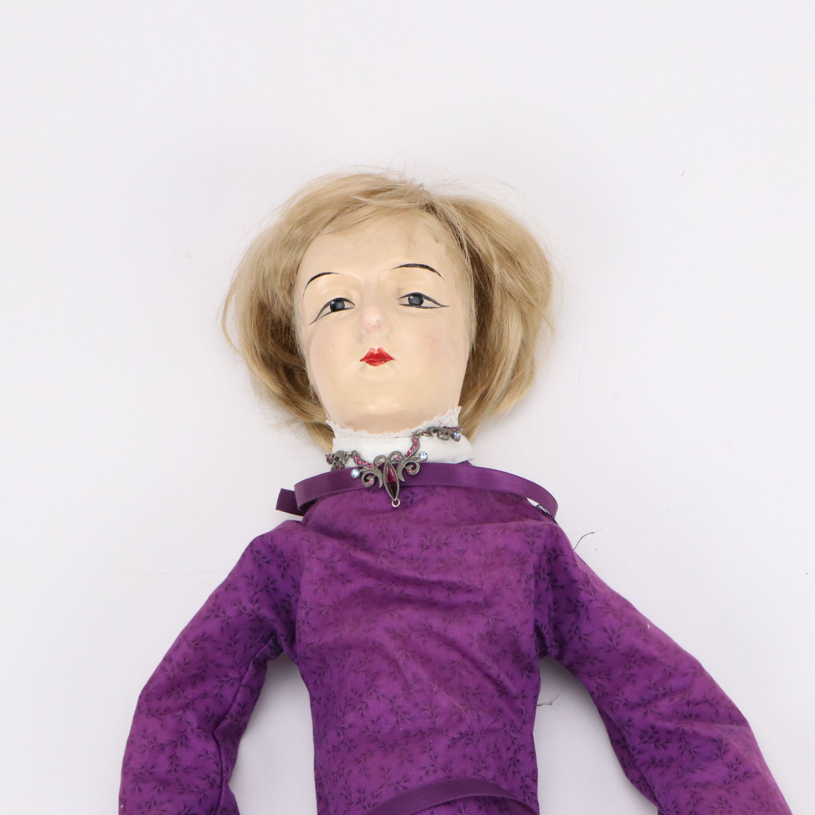 Vintage Boudoir Doll with Fabric Body, Early 20th Century