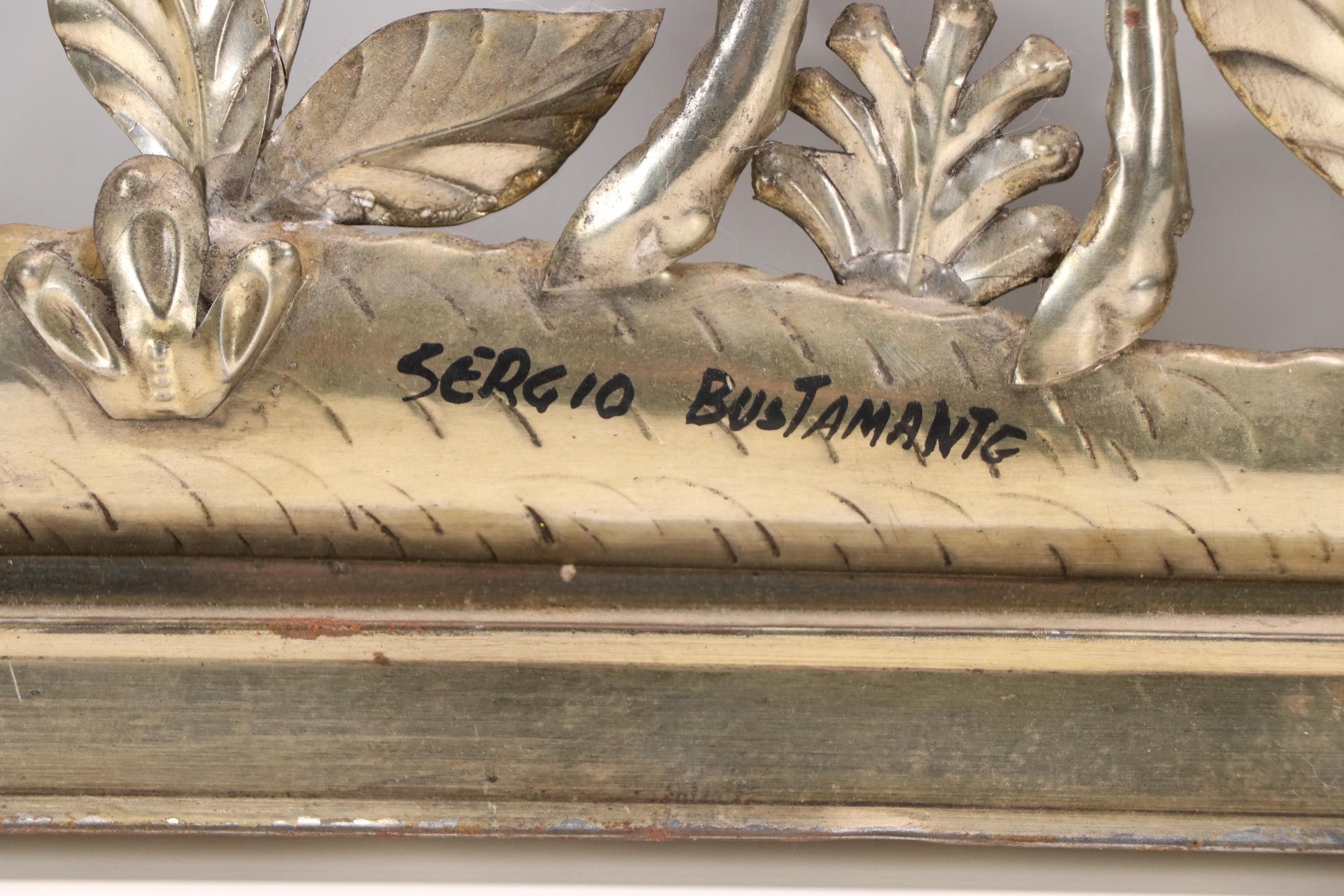 Sergio Bustamante Metal Wall Sculpture with Deer, Birds, and Flowers