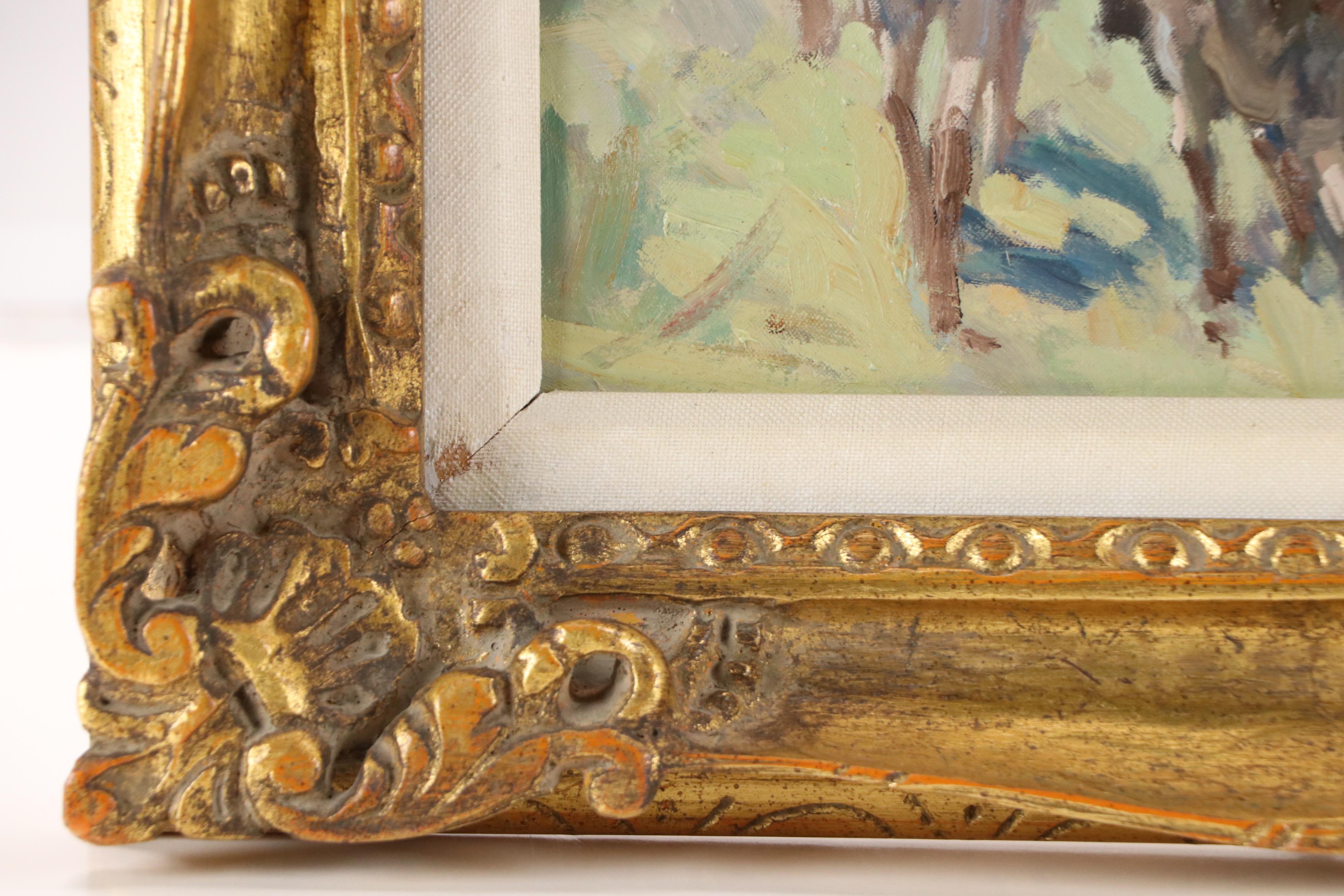 Impressionist Style Oil Painting of Girl with Goats and Ducks, 1982