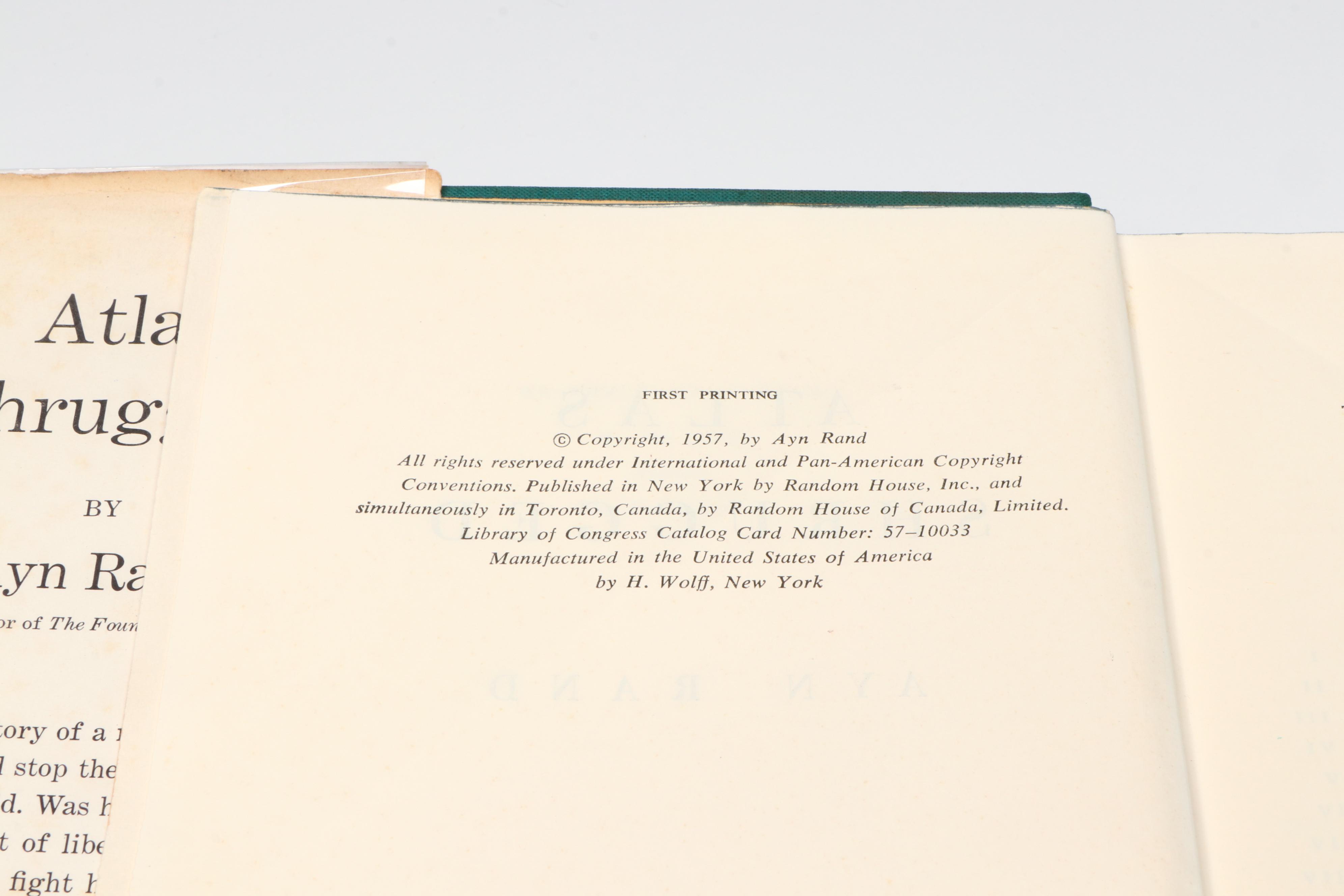 First Printing "Atlas Shrugged" by Ayn Rand, 1957