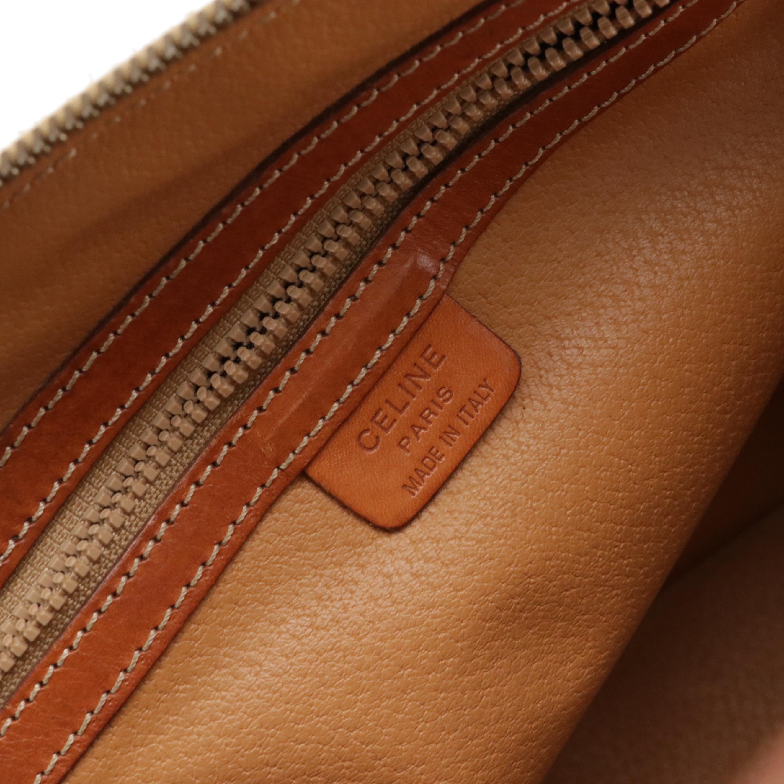 Celine Two-Way Boston Bag in Dark Brown Macadam Canvas and Leather