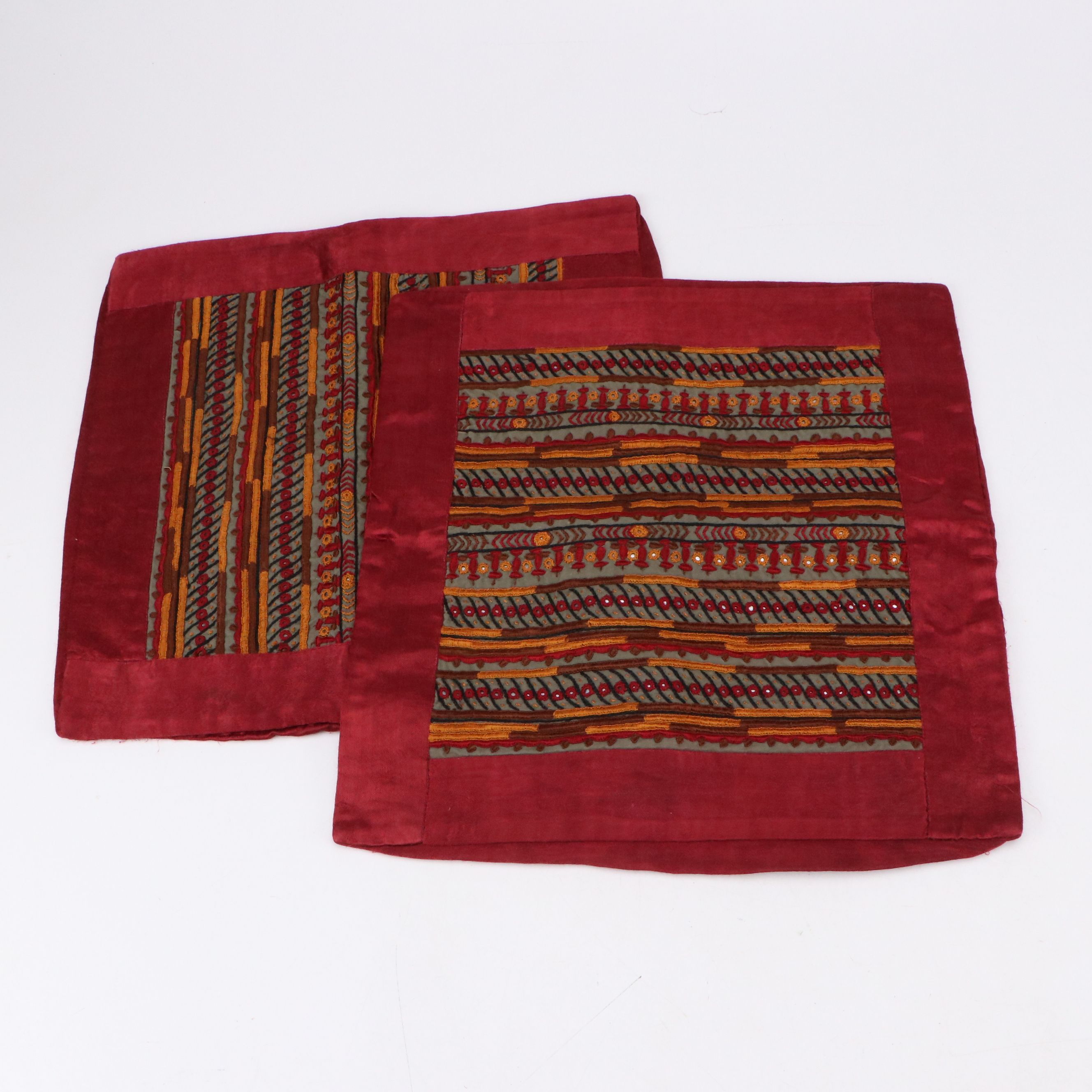 Indian Shisha, Beaded, and Embroidered Decorative Pillow Covers
