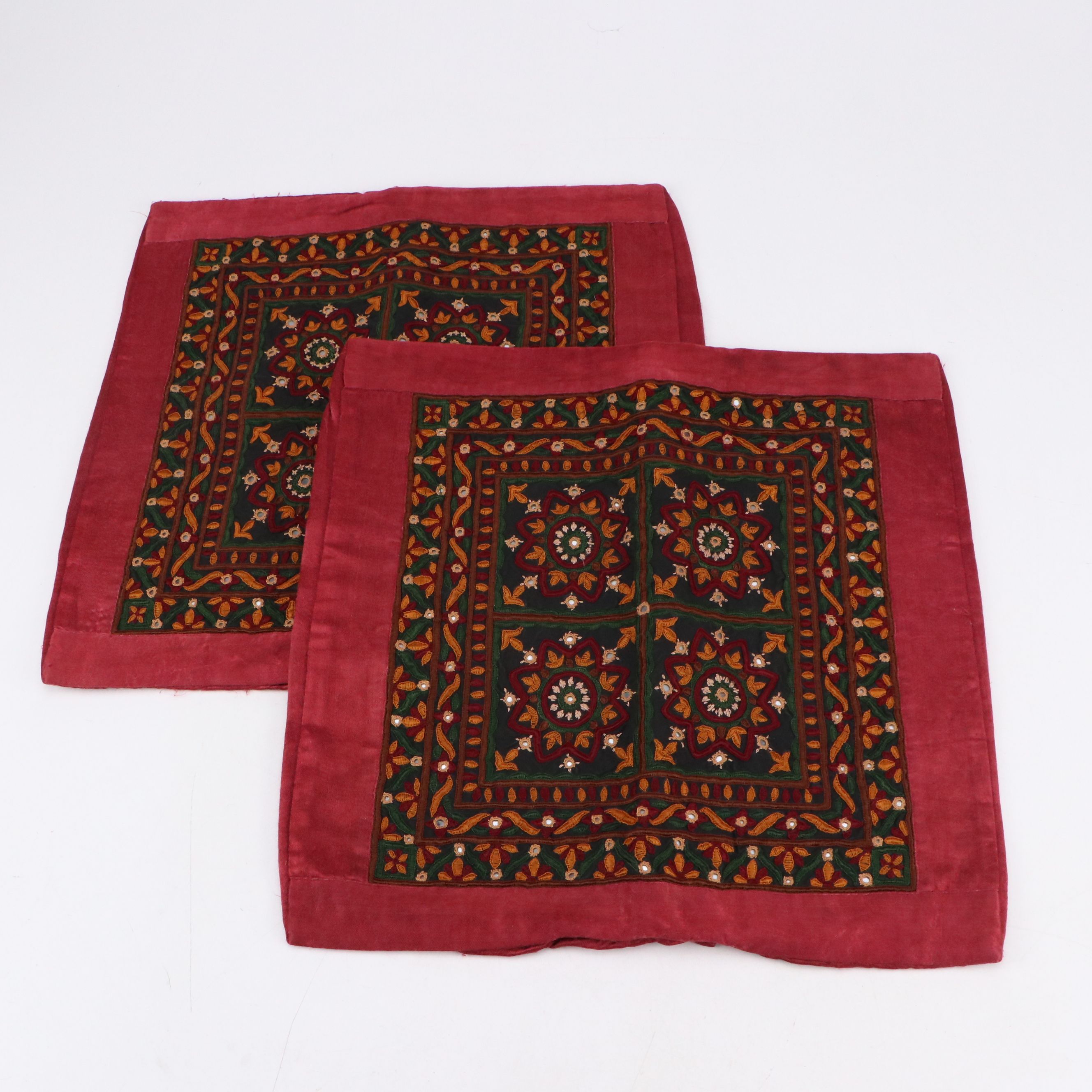 Indian Shisha, Beaded, and Embroidered Decorative Pillow Covers
