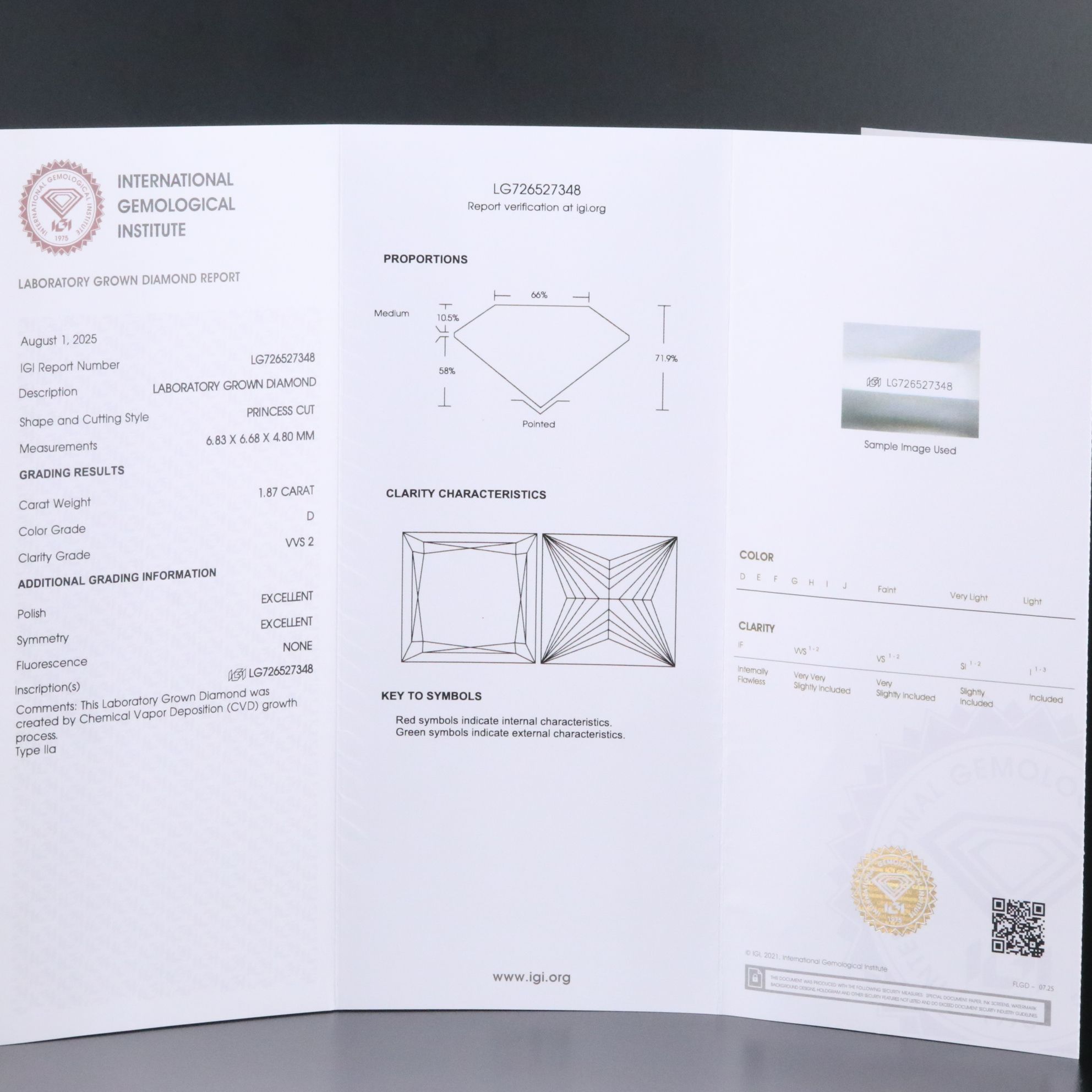 18K 1.87 CT Lab Grown Diamond Solitaire Ring with IGI Report