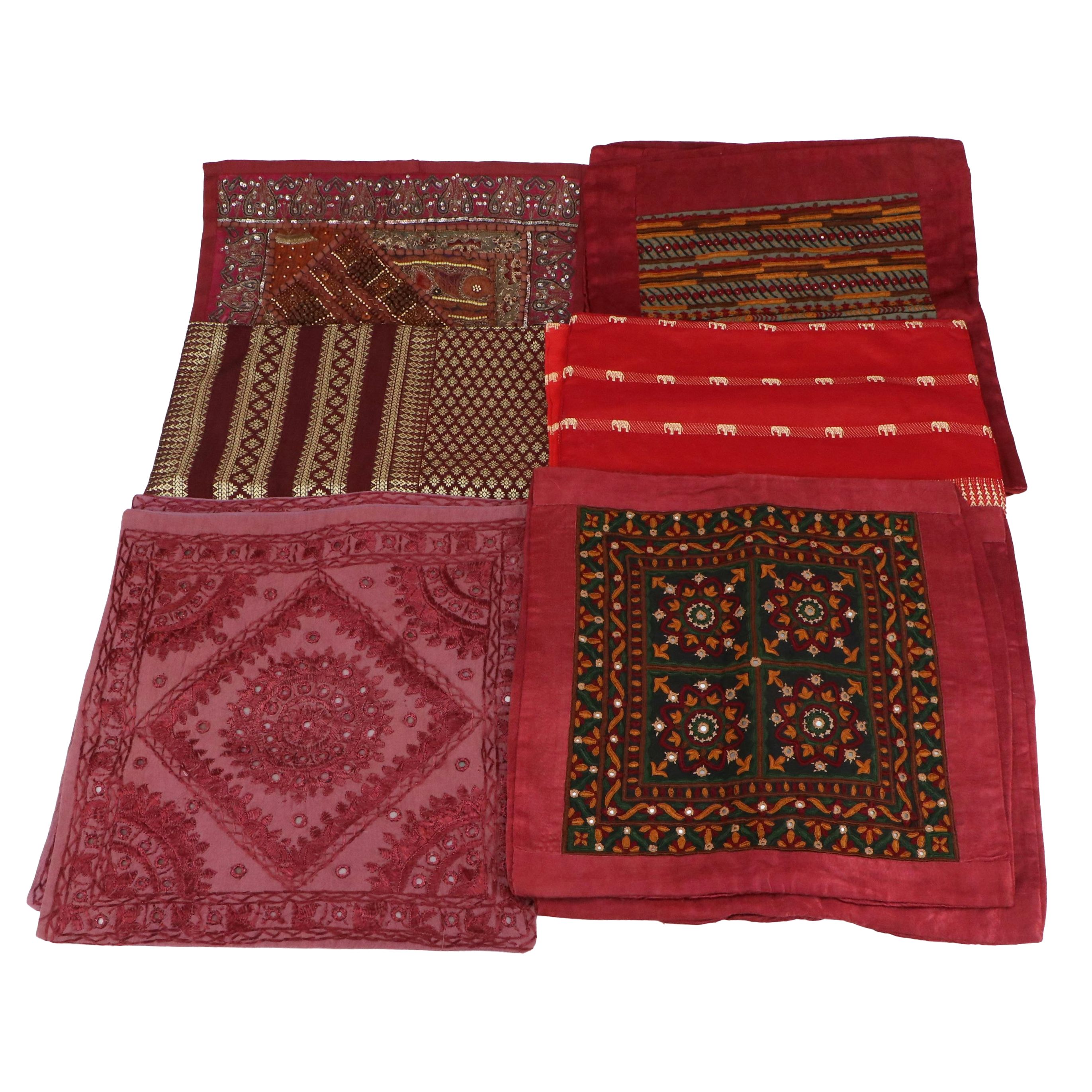 Indian Shisha, Beaded, and Embroidered Decorative Pillow Covers