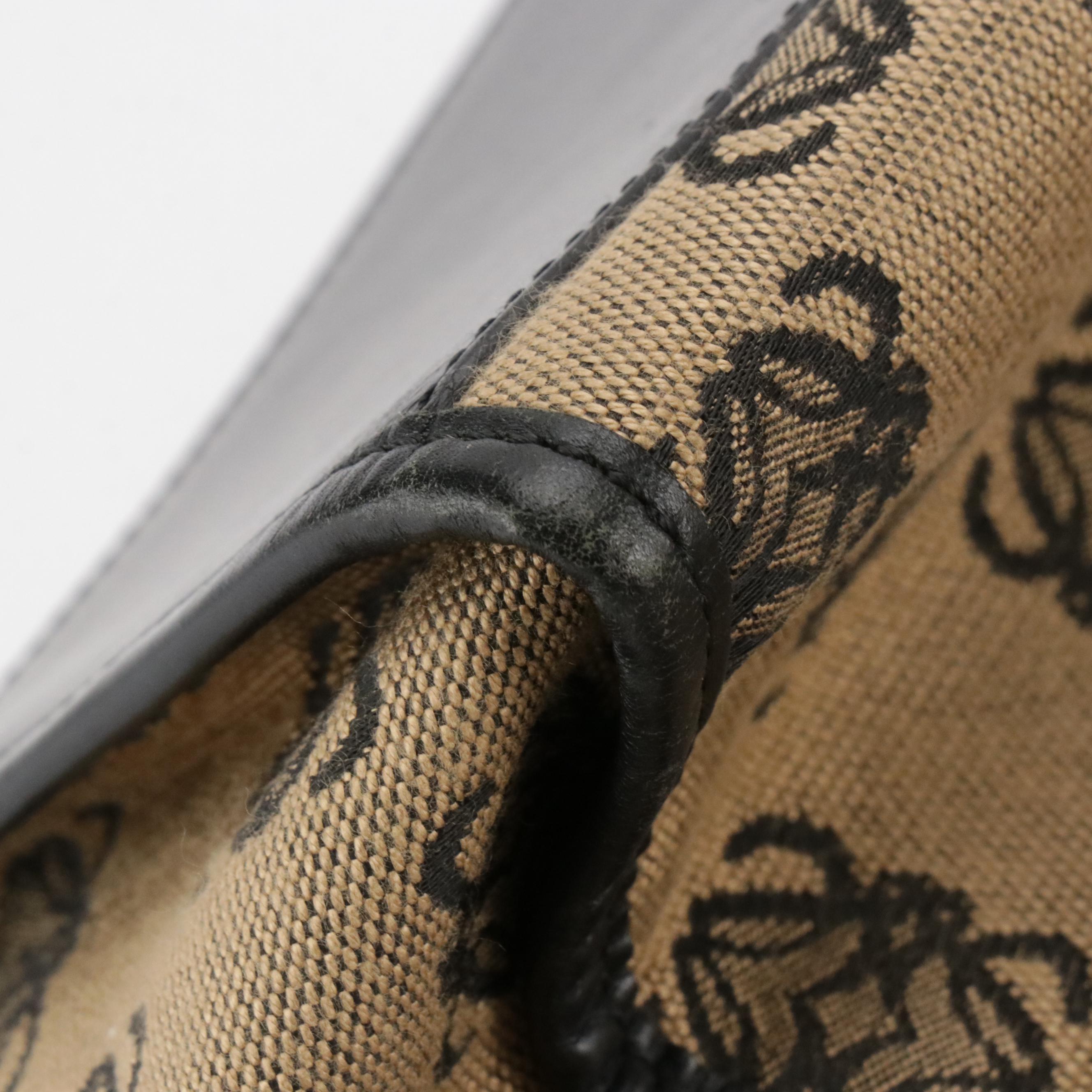 Loewe Large Zip Tote in Beige Anagram Canvas and Black Leather Trim