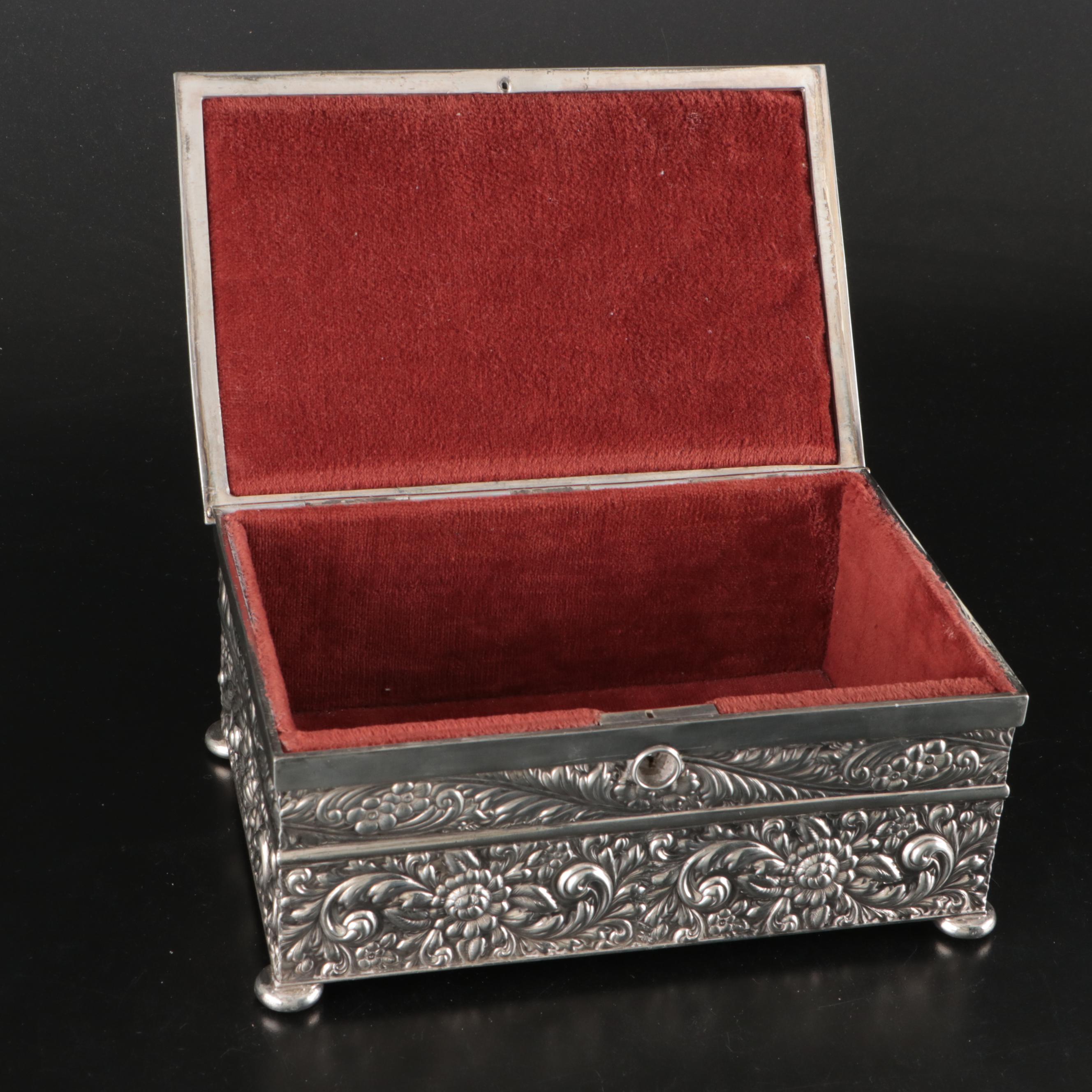 Gorham Sterling Easel Alarm Clock with Monogrammed Box and Silver Plate Box