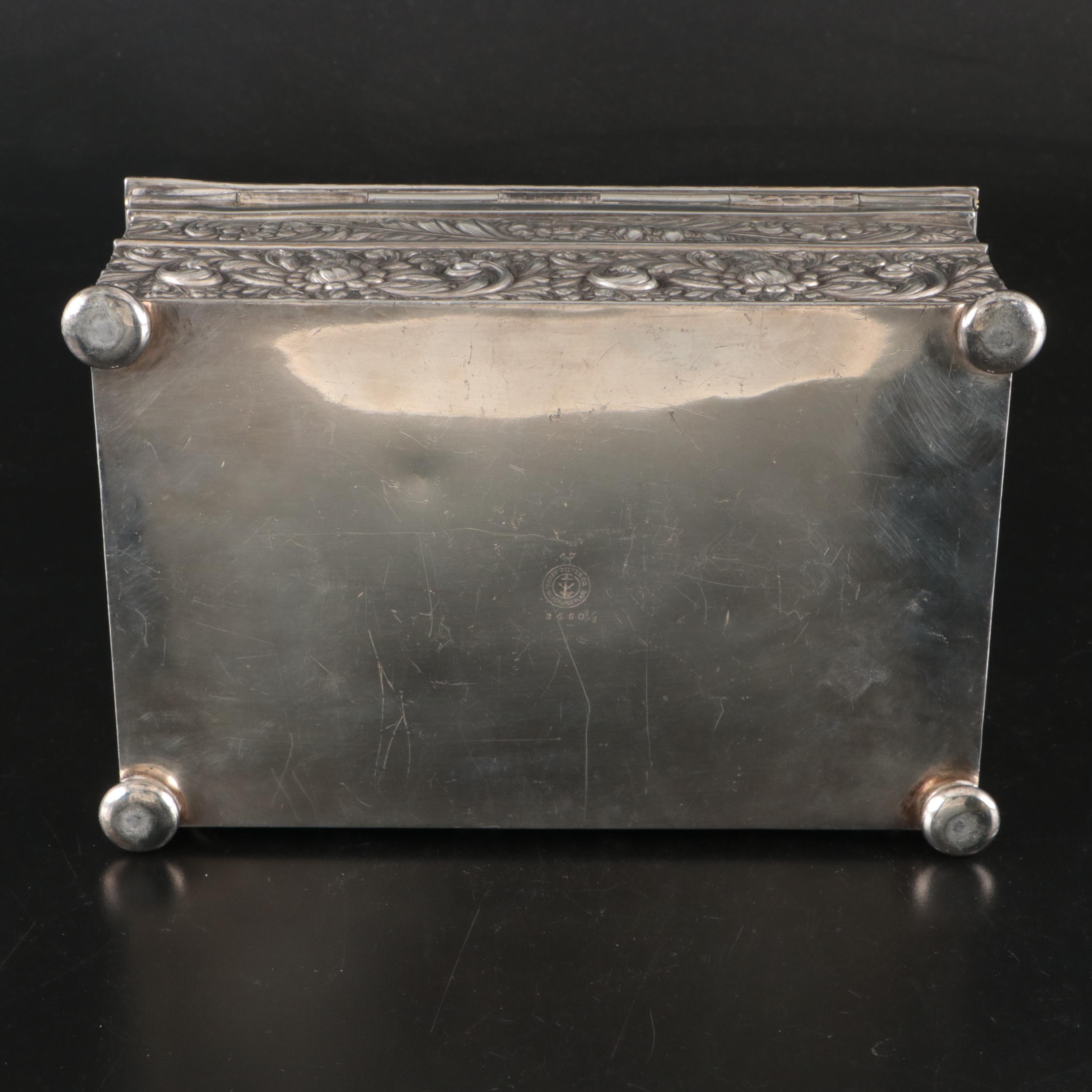 Gorham Sterling Easel Alarm Clock with Monogrammed Box and Silver Plate Box