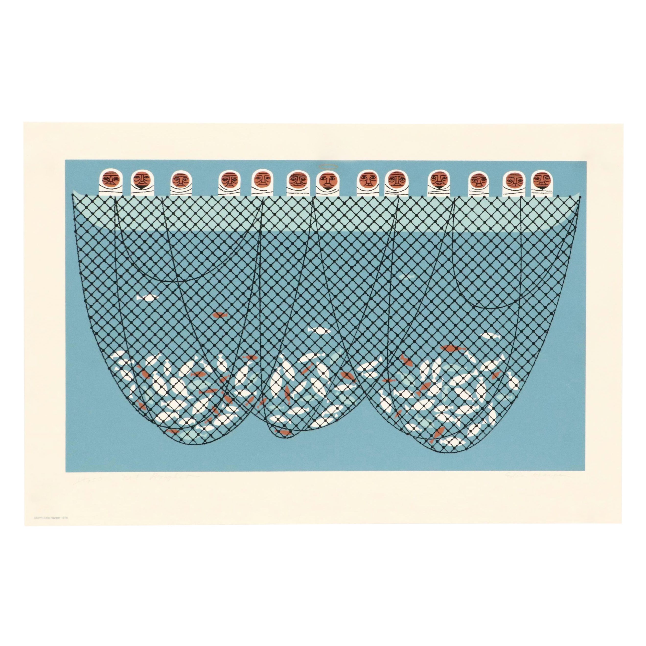 Edie Harper Serigraph "Net Prophet"