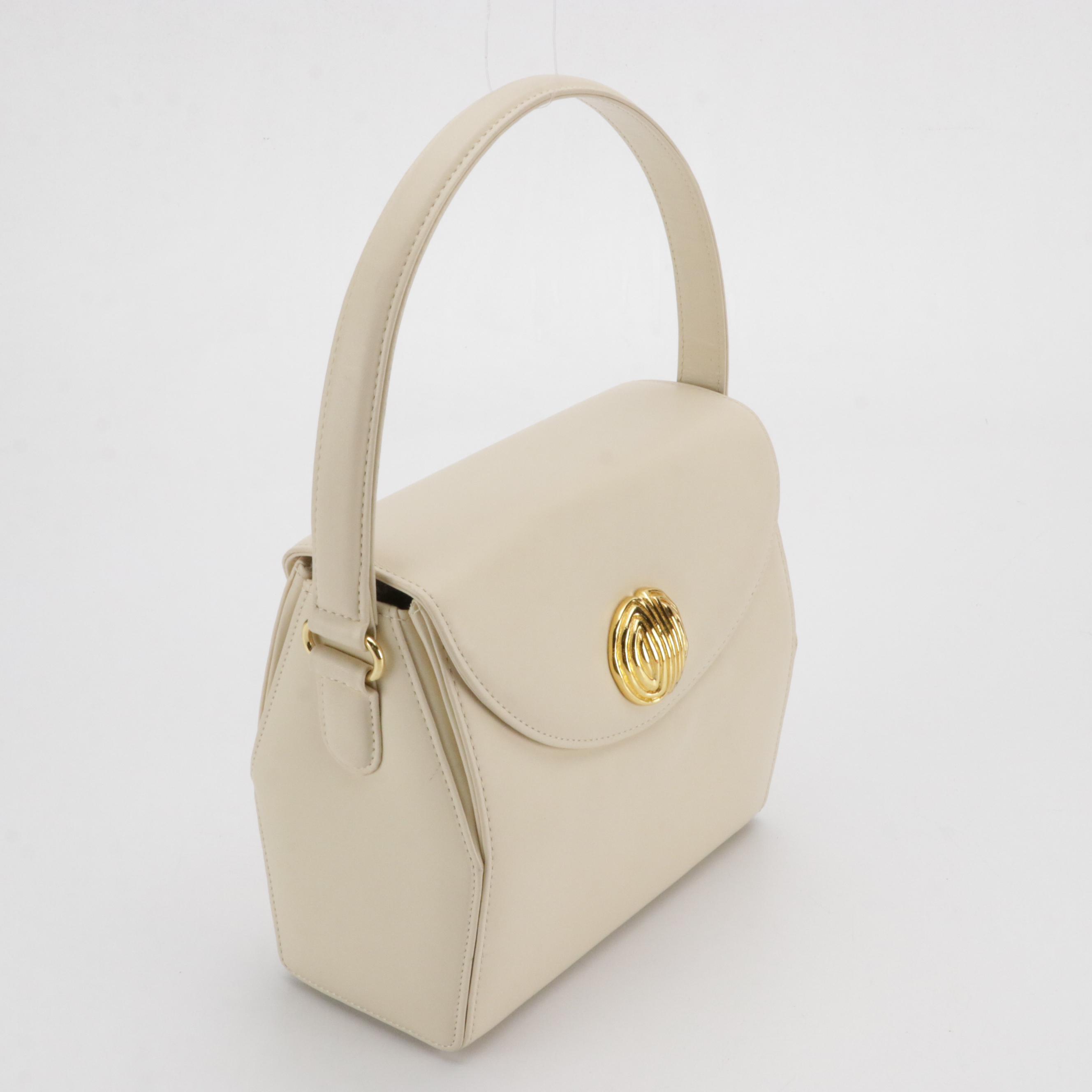 Givenchy Maroquinerie Vintage Front Flap Handbag in Ivory Calfskin Leather