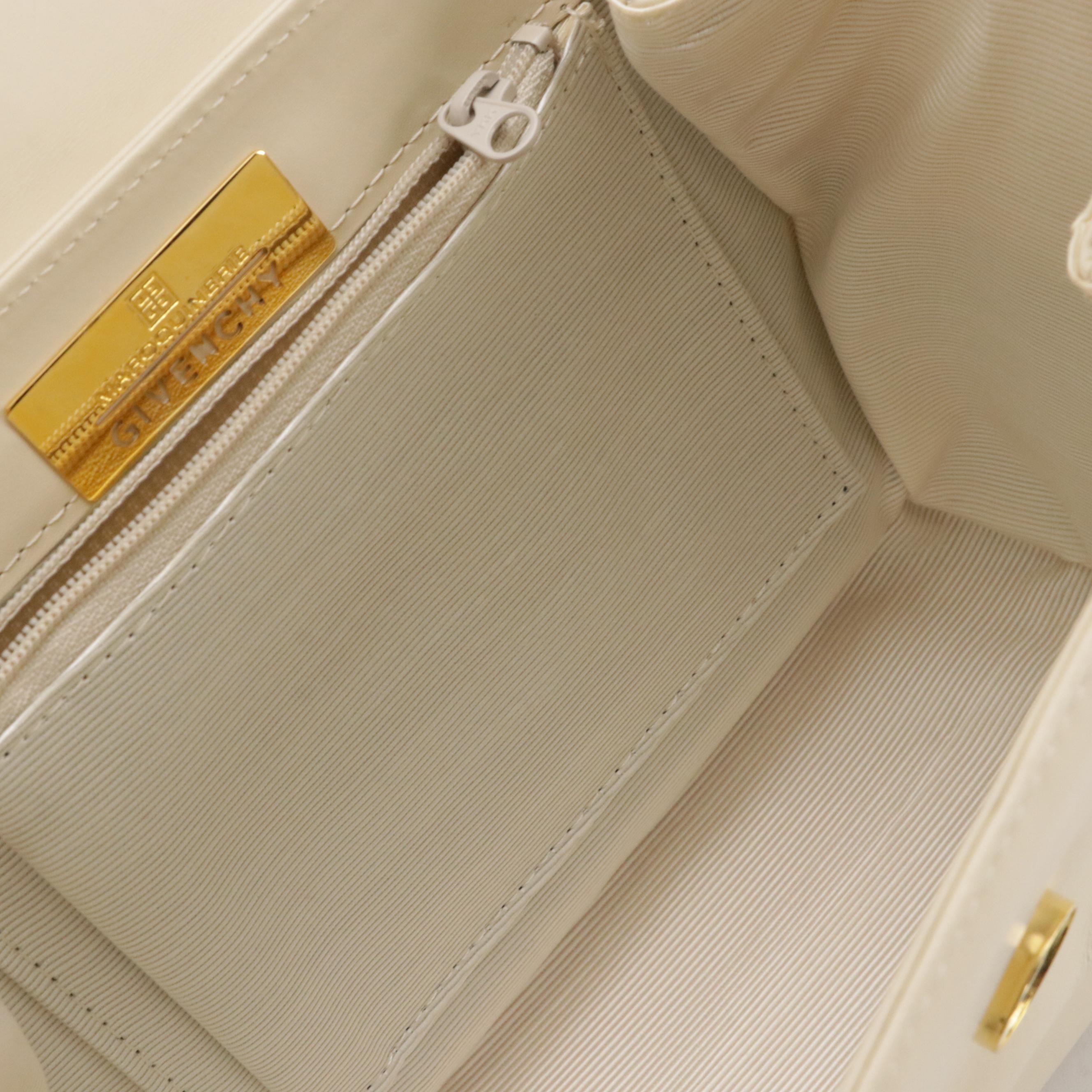 Givenchy Maroquinerie Vintage Front Flap Handbag in Ivory Calfskin Leather