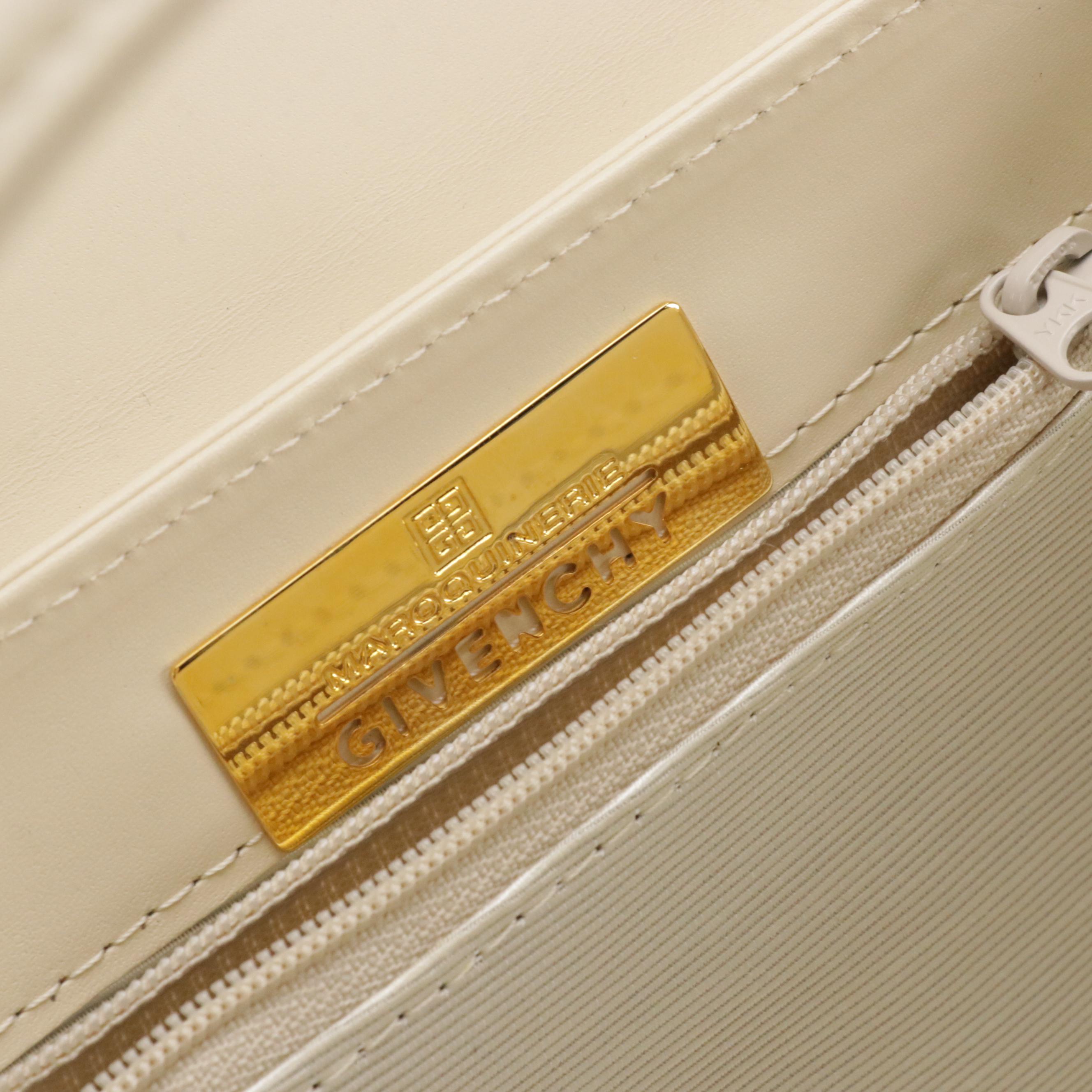 Givenchy Maroquinerie Vintage Front Flap Handbag in Ivory Calfskin Leather