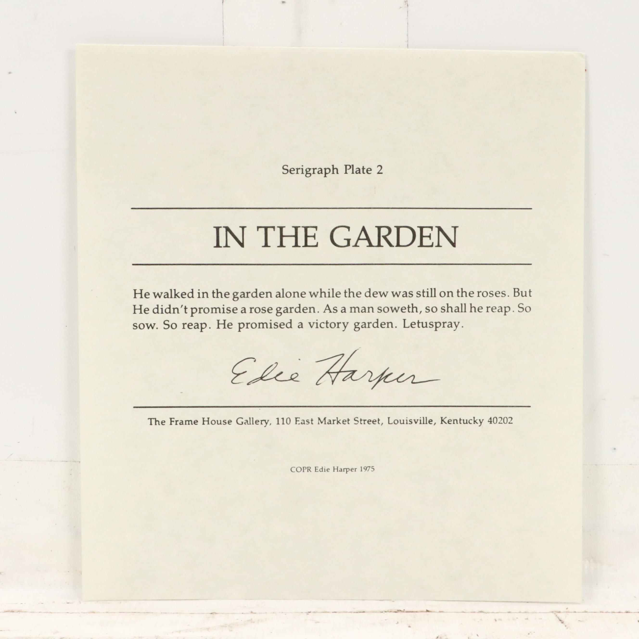 Edie Harper Serigraph "In The Garden"