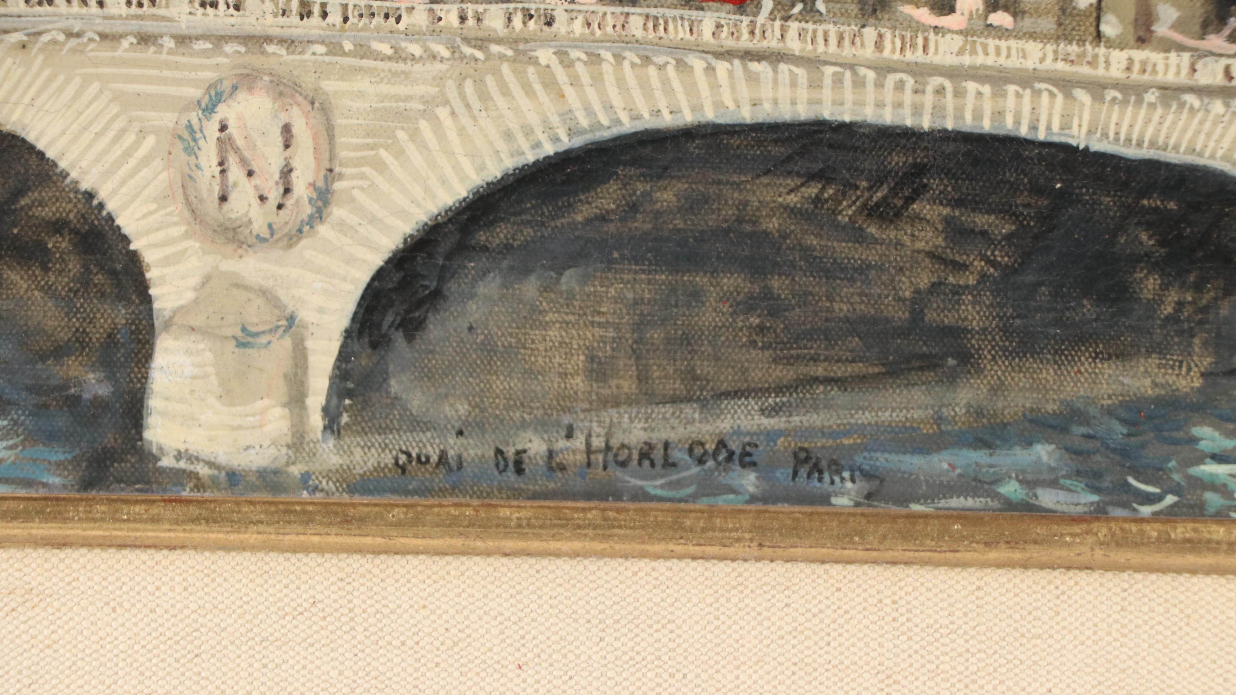 Paul Dessau Parisian Cityscape Oil Painting "Quai de l'Horloge," 20th Century