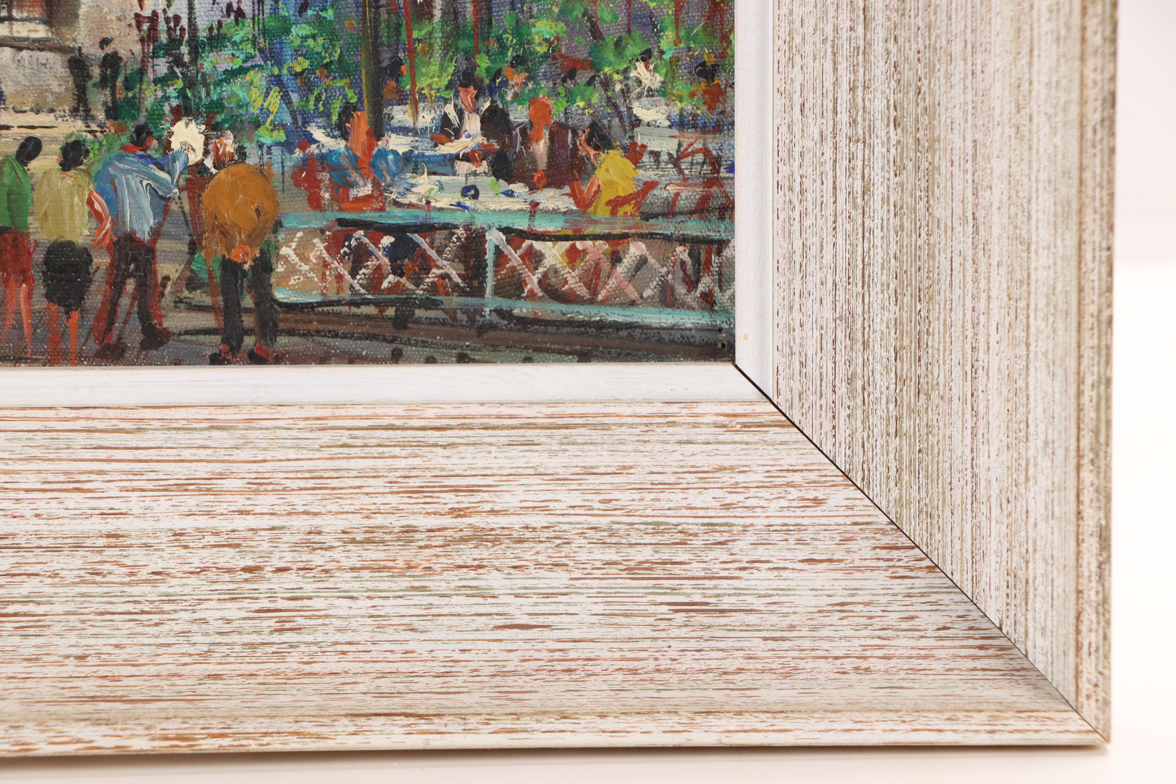 E. Chioulouze Oil Painting of European Street Scene, Mid to Late 20th Century