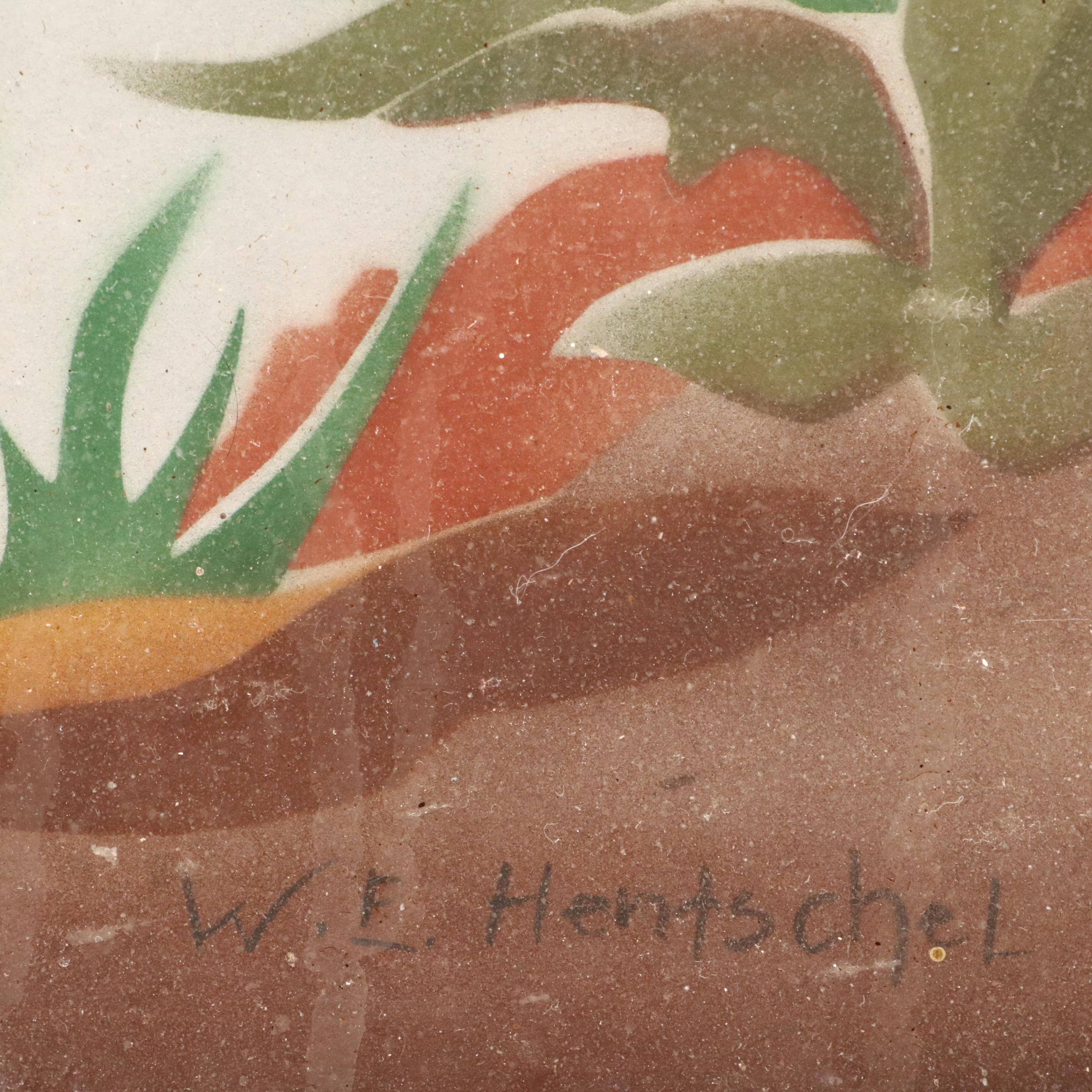 W. E. Hentschel Airbrush Painting of Egrets Along the Water, Circa 1960