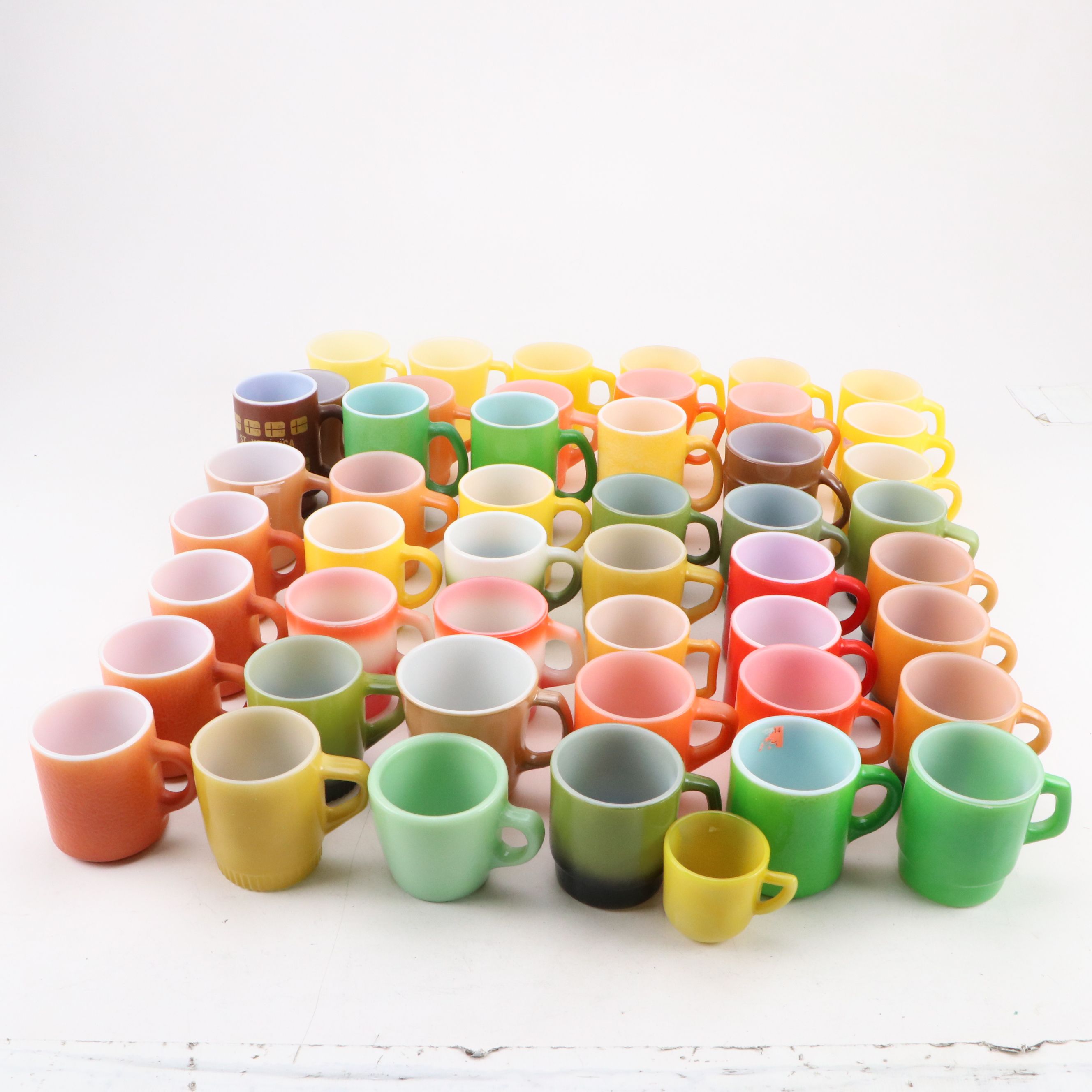 Fire-King with Corning and More Glass Mugs, Mid to Late 20th C.