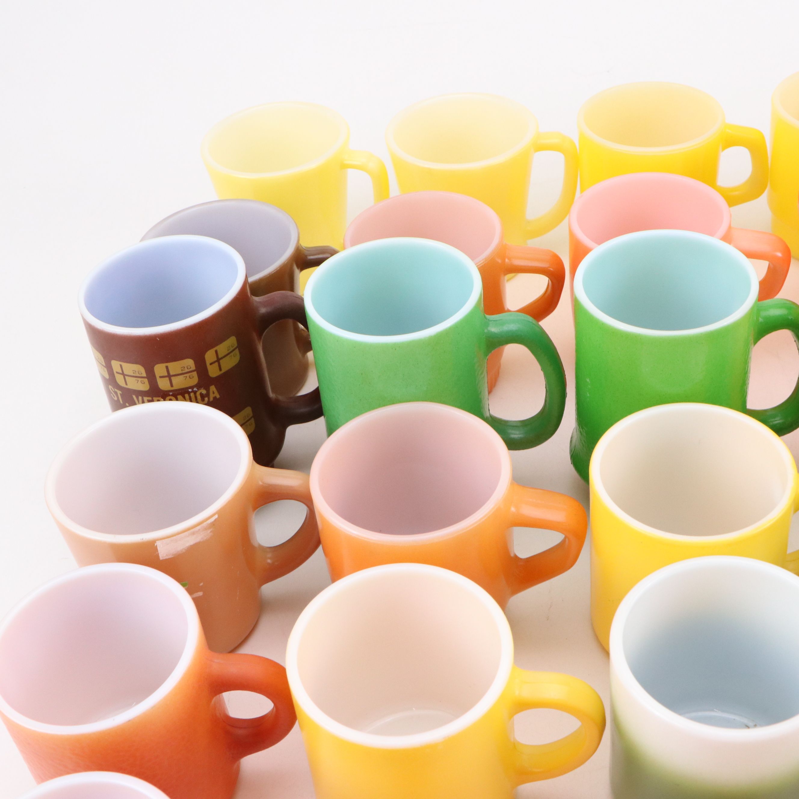 Fire-King with Corning and More Glass Mugs, Mid to Late 20th C.