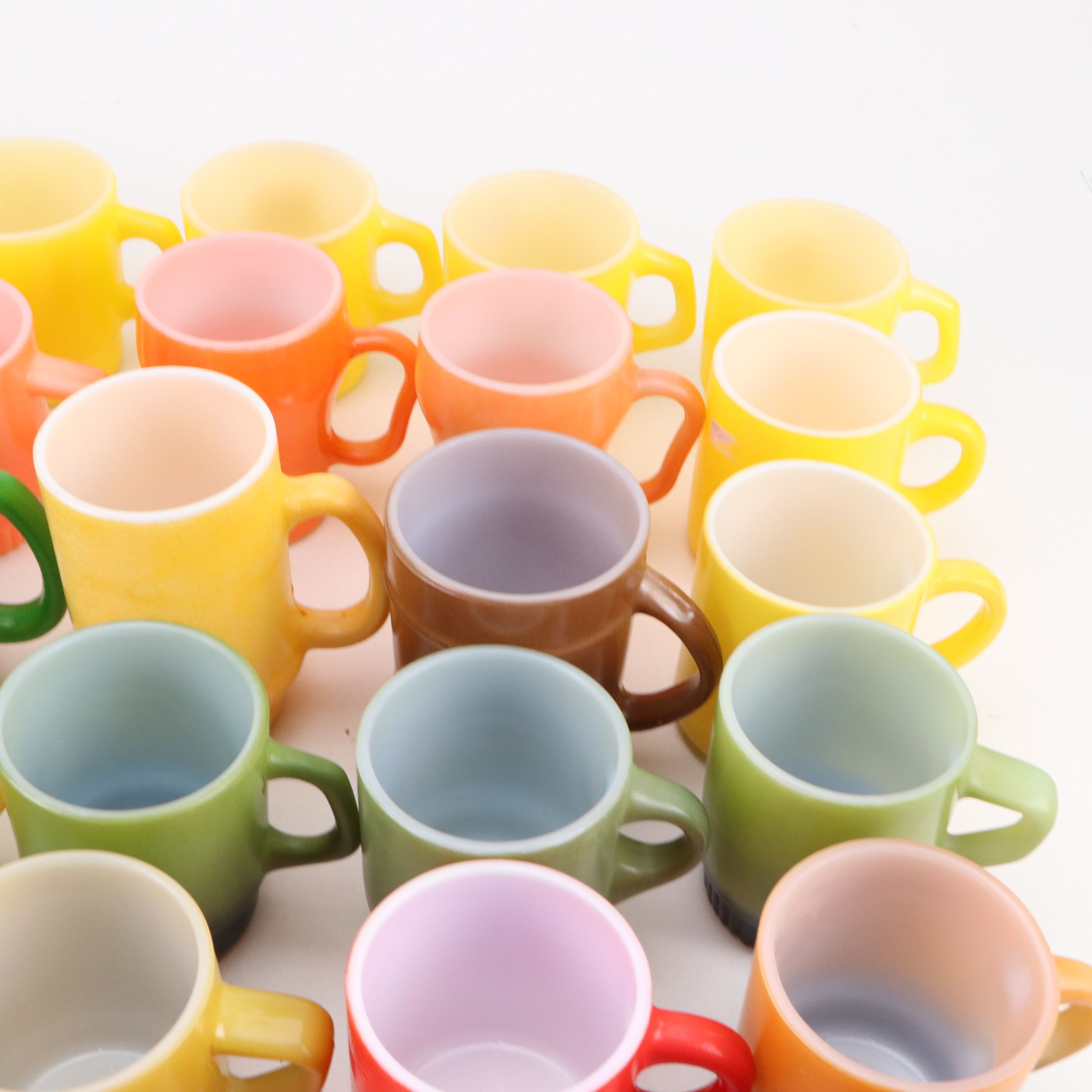 Fire-King with Corning and More Glass Mugs, Mid to Late 20th C.