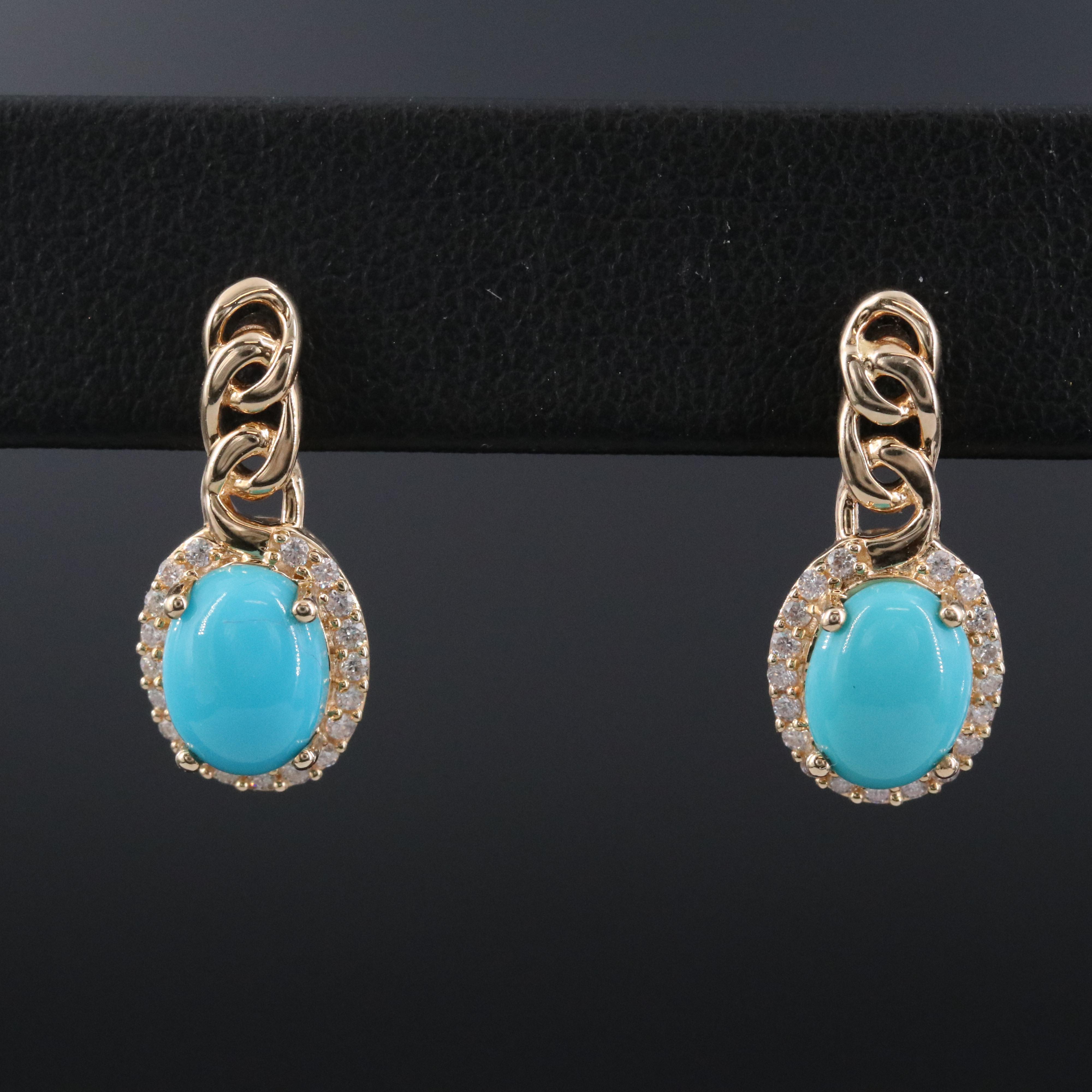 14K Turquoise and Diamond Earrings