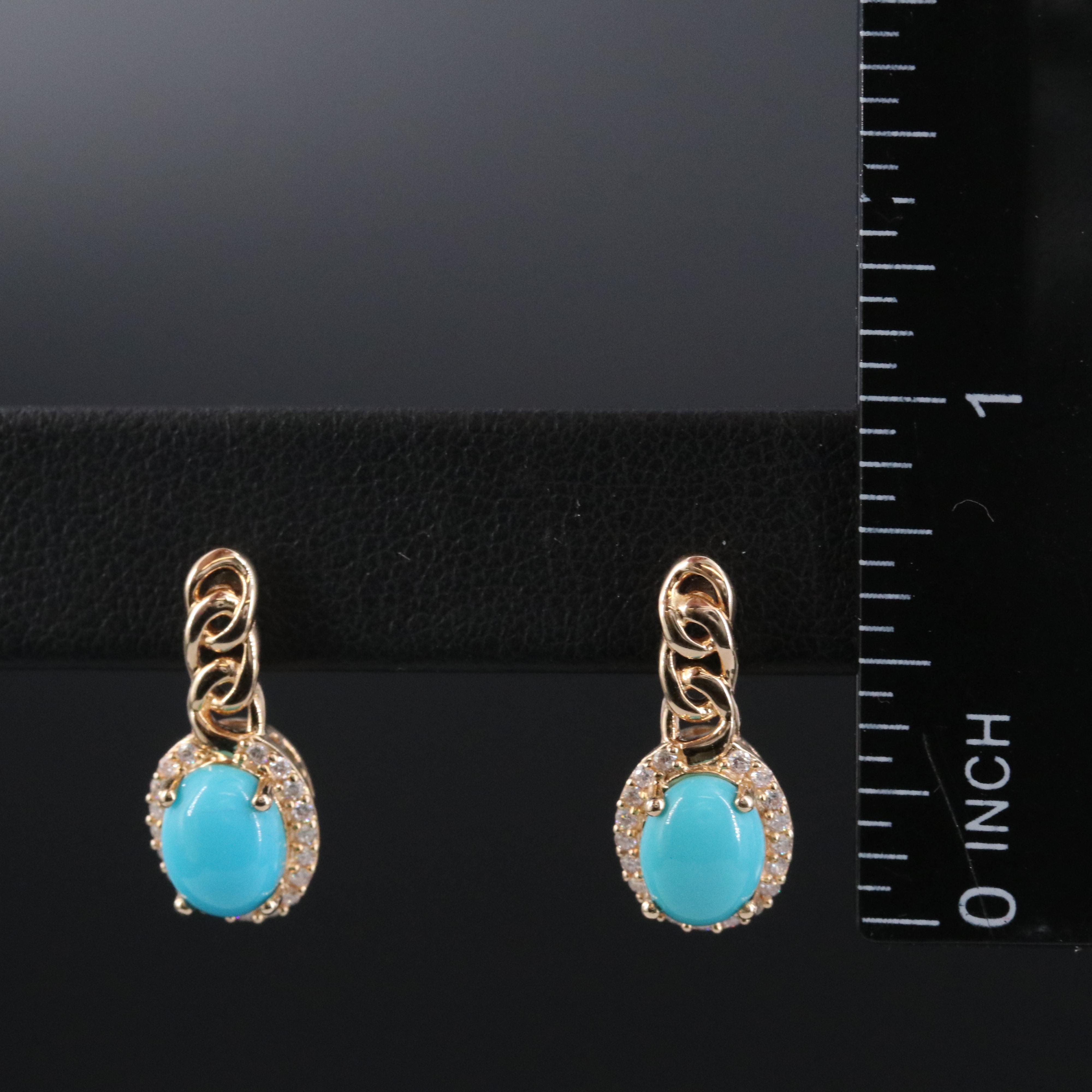 14K Turquoise and Diamond Earrings