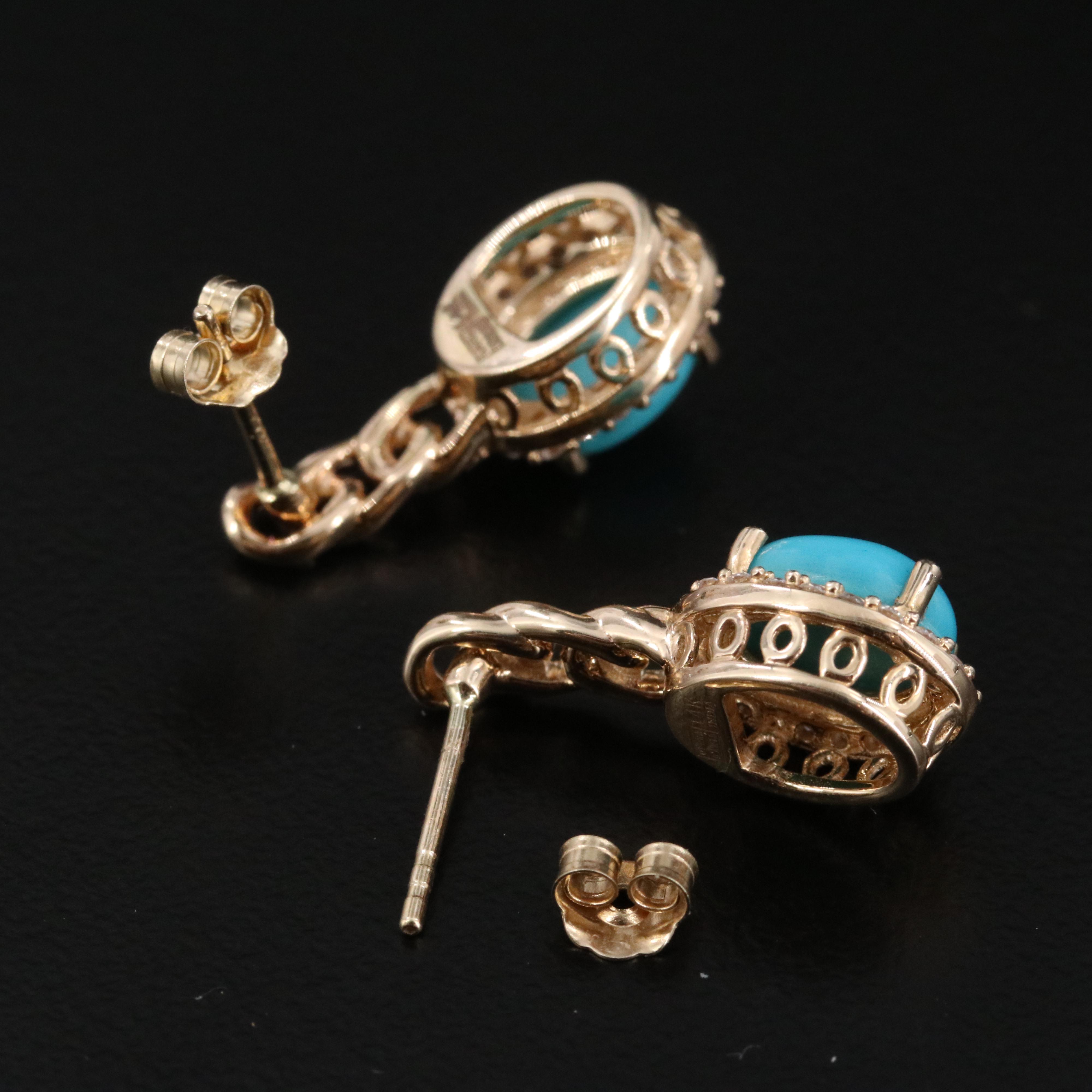 14K Turquoise and Diamond Earrings