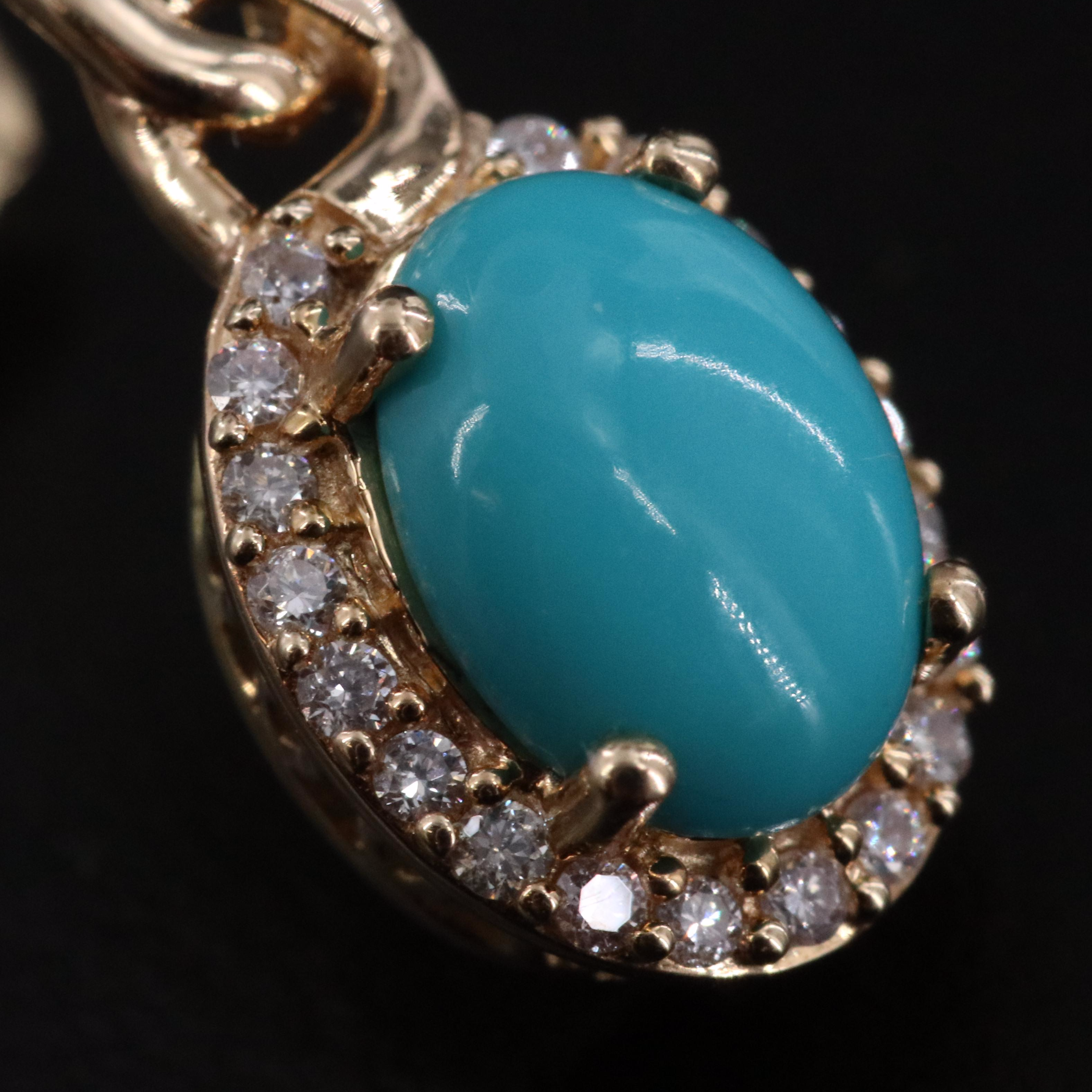 14K Turquoise and Diamond Earrings