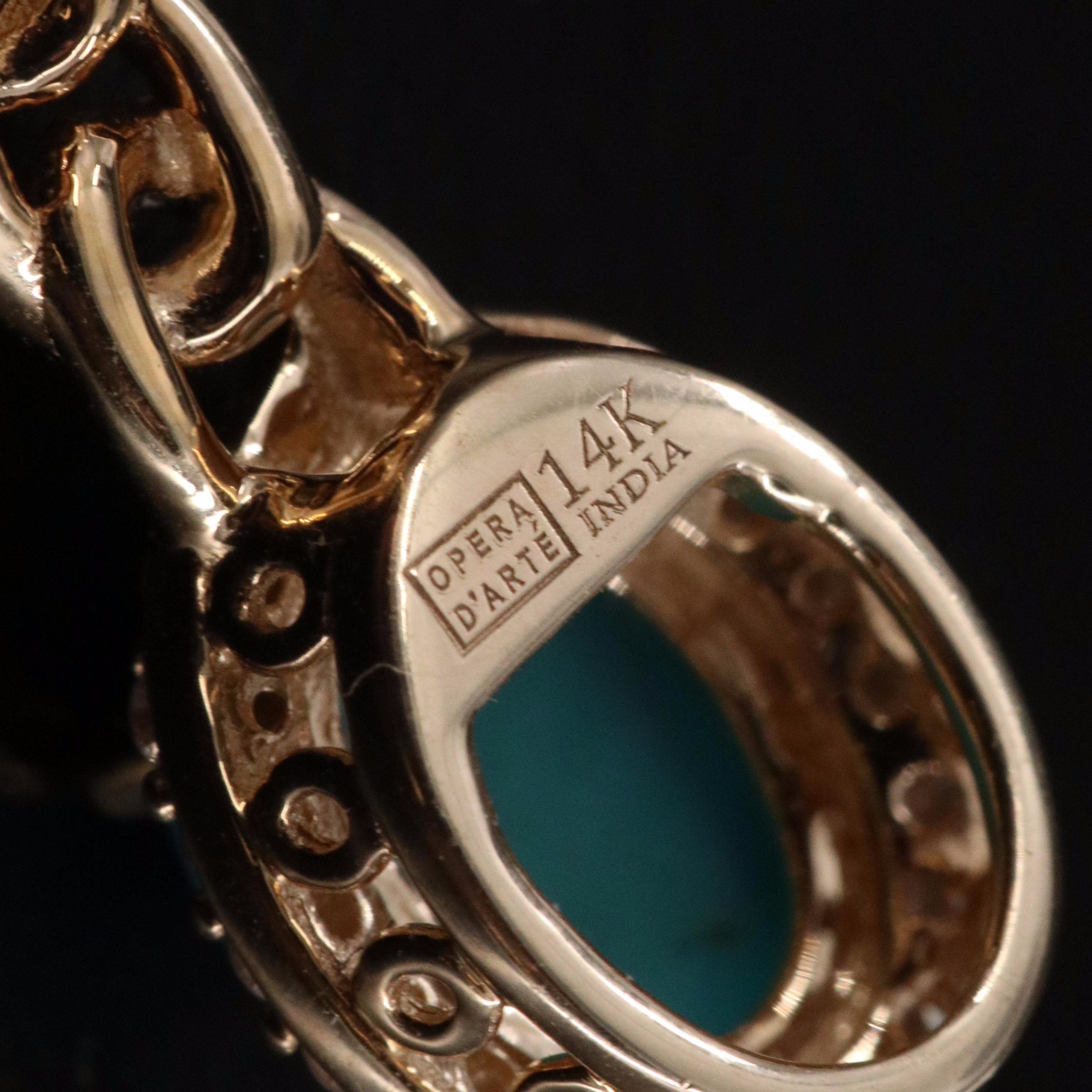 14K Turquoise and Diamond Earrings