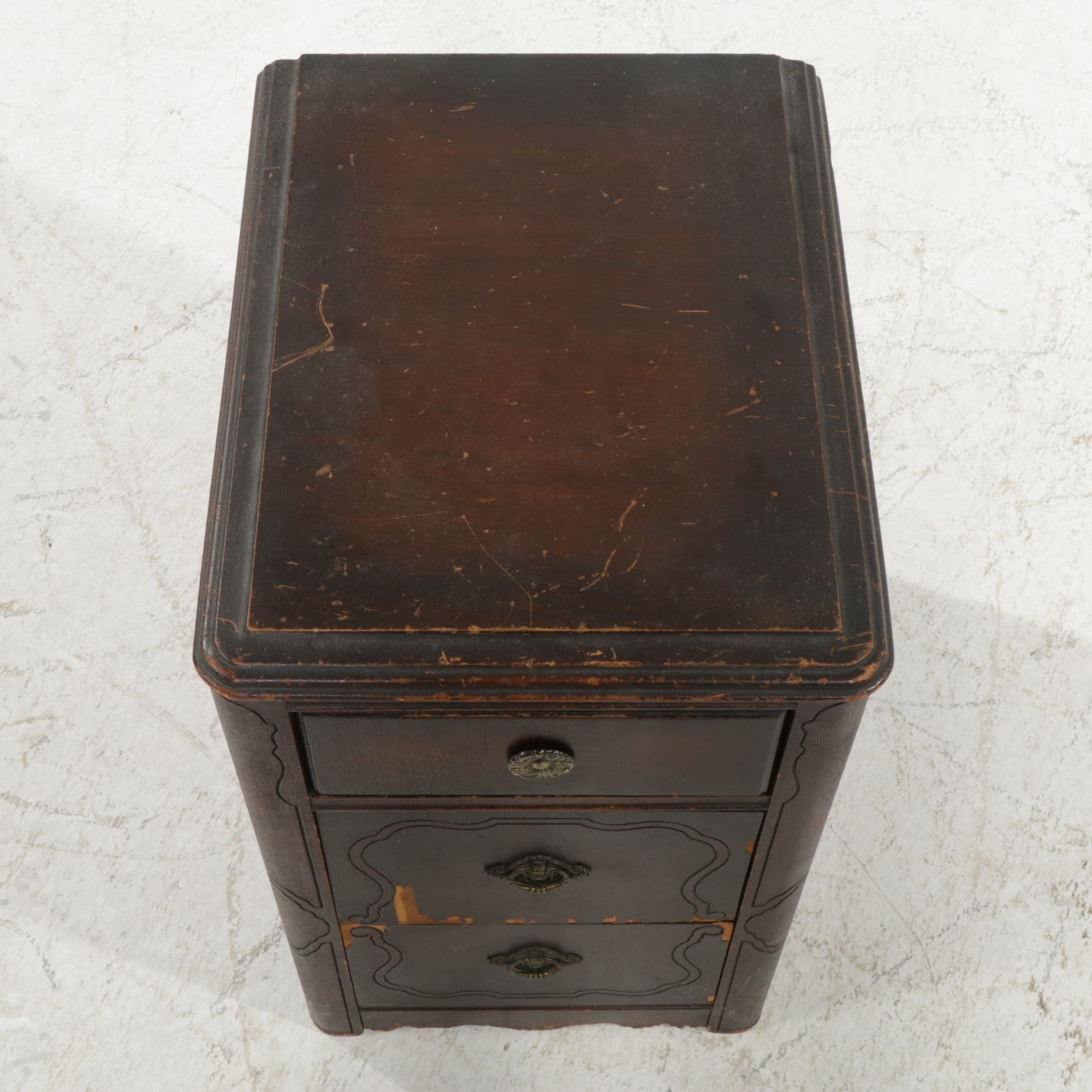 Mahogany Veneer Nightstand, Early 20th Century