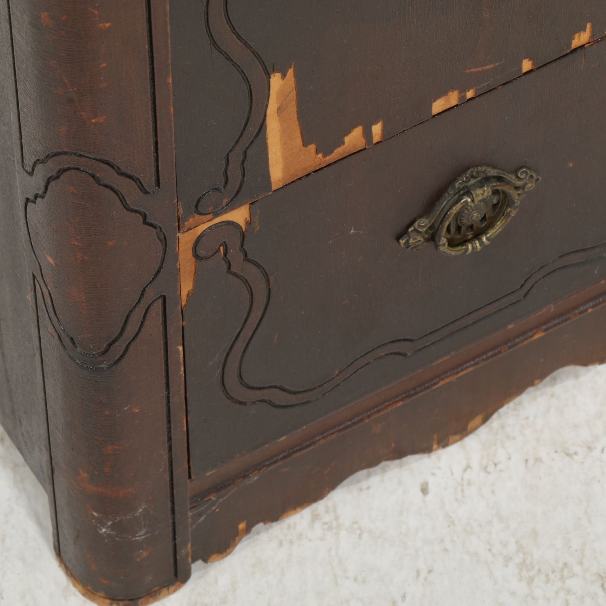 Mahogany Veneer Nightstand, Early 20th Century