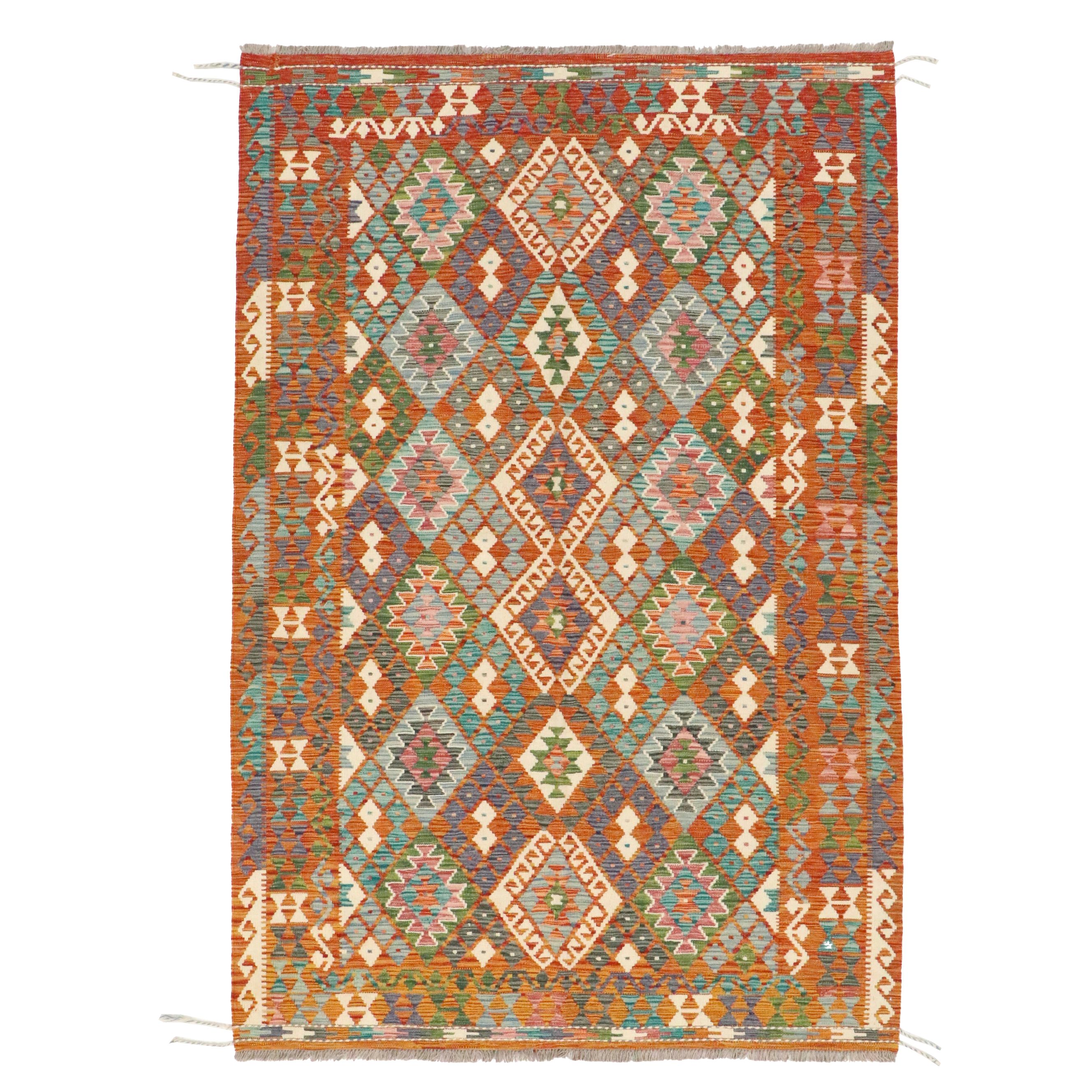 5'8 x 8'8 Handwoven Pakistani Kilim Area Rug