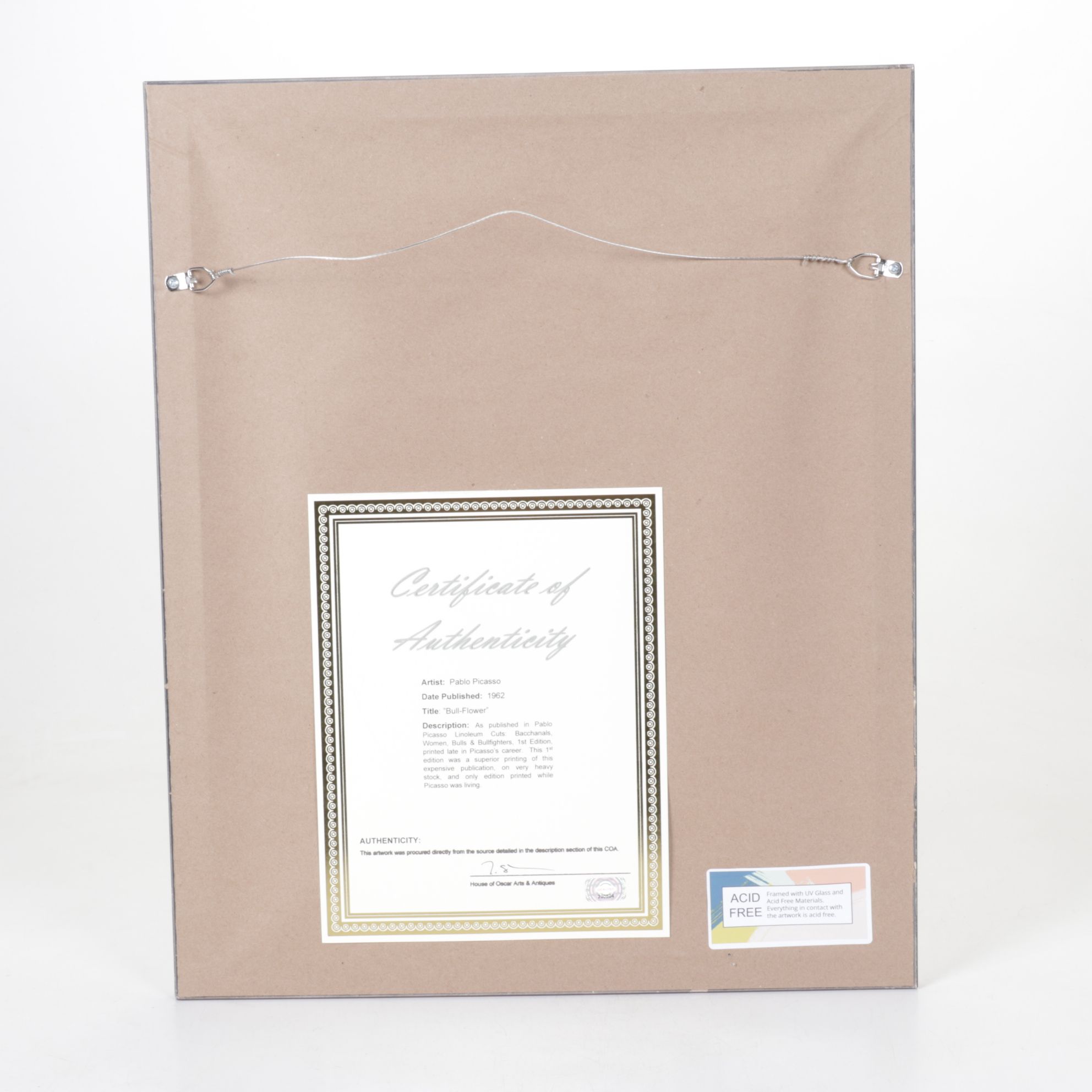 Pablo Picasso Linoleum Cut "Bull-Flowers," 1962