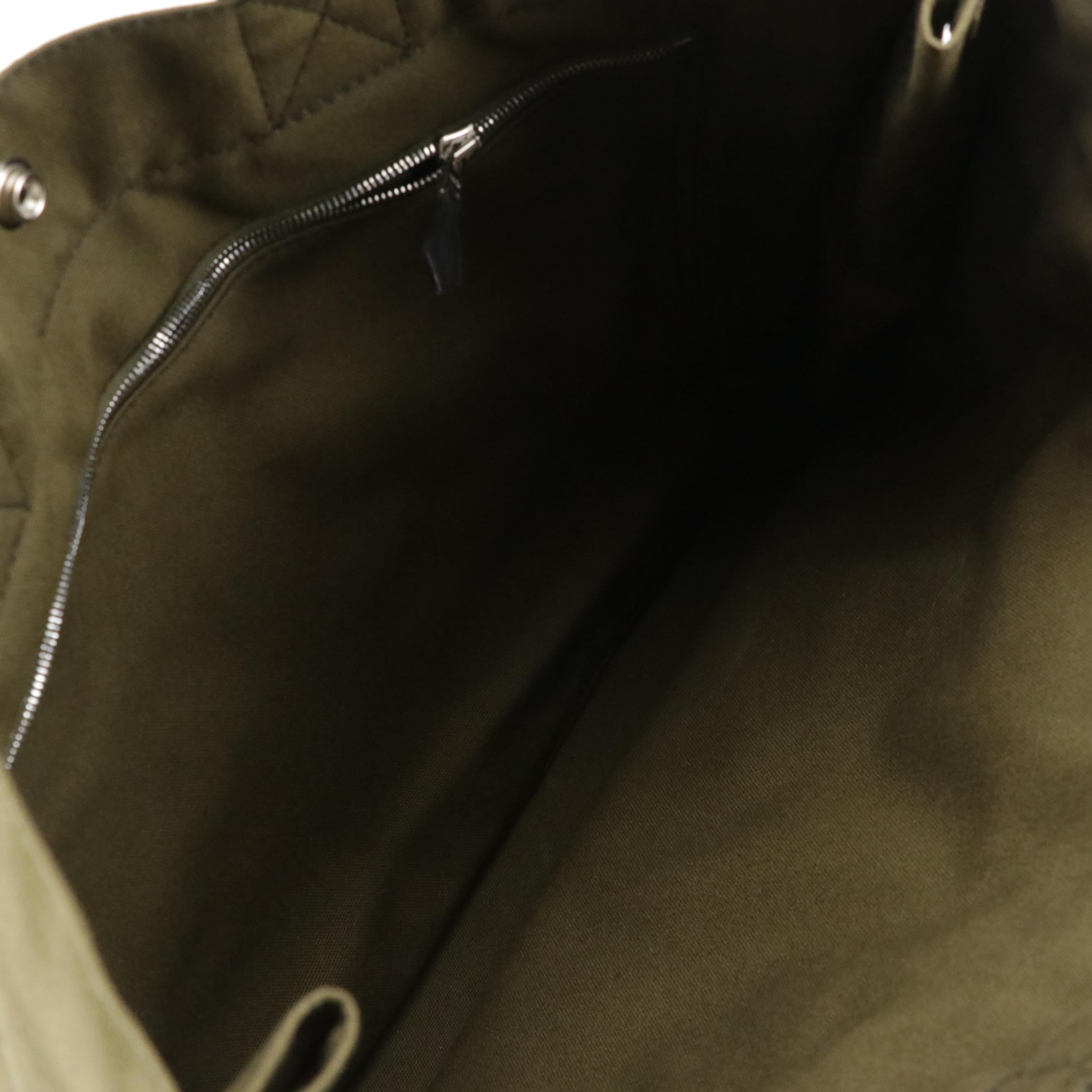 Hermès Fourre-Tout MM in Olive Green and Navy Cotton Canvas