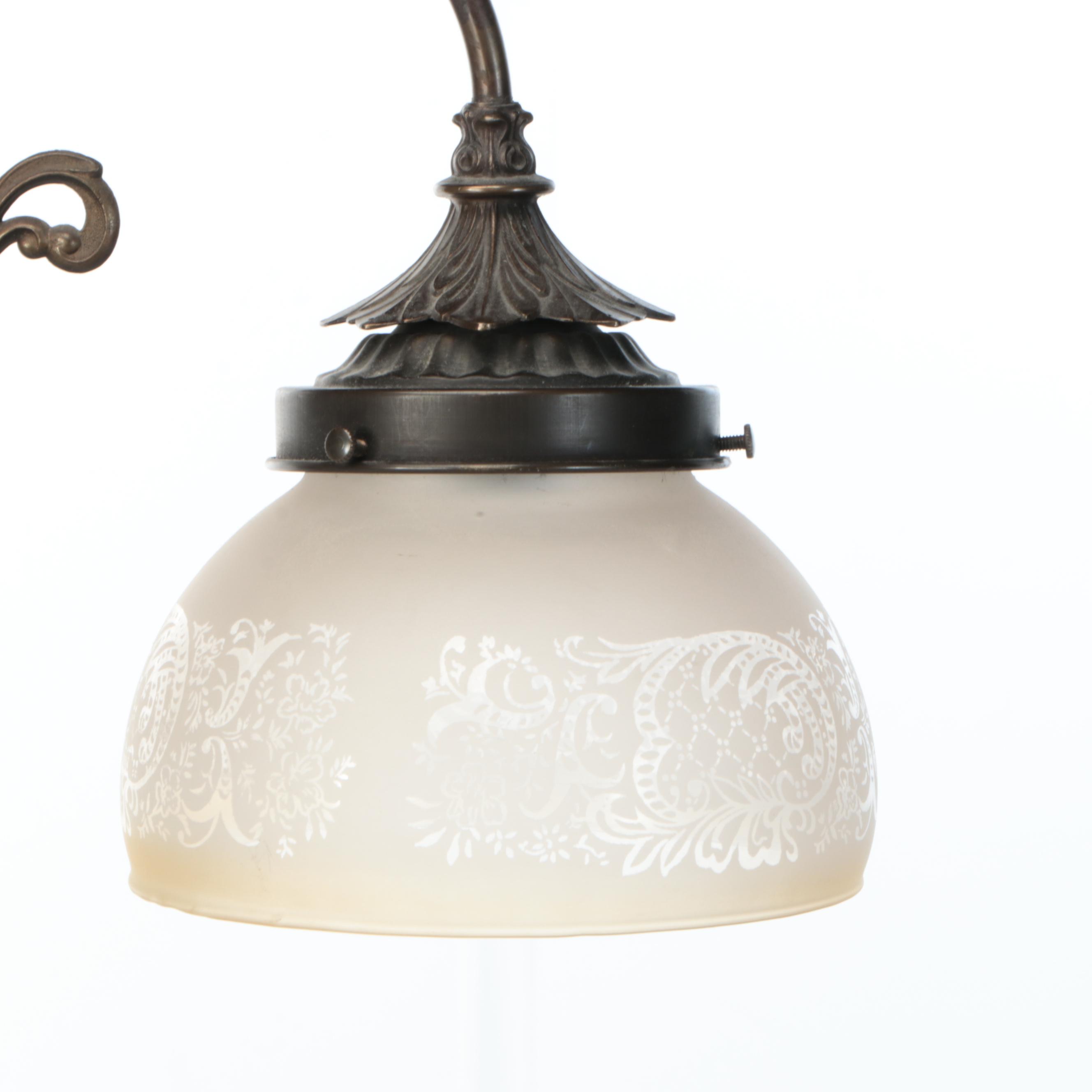 Art Nouveau Style "Three Graces" Bronzed Metal Table Lamp with Dual Shades